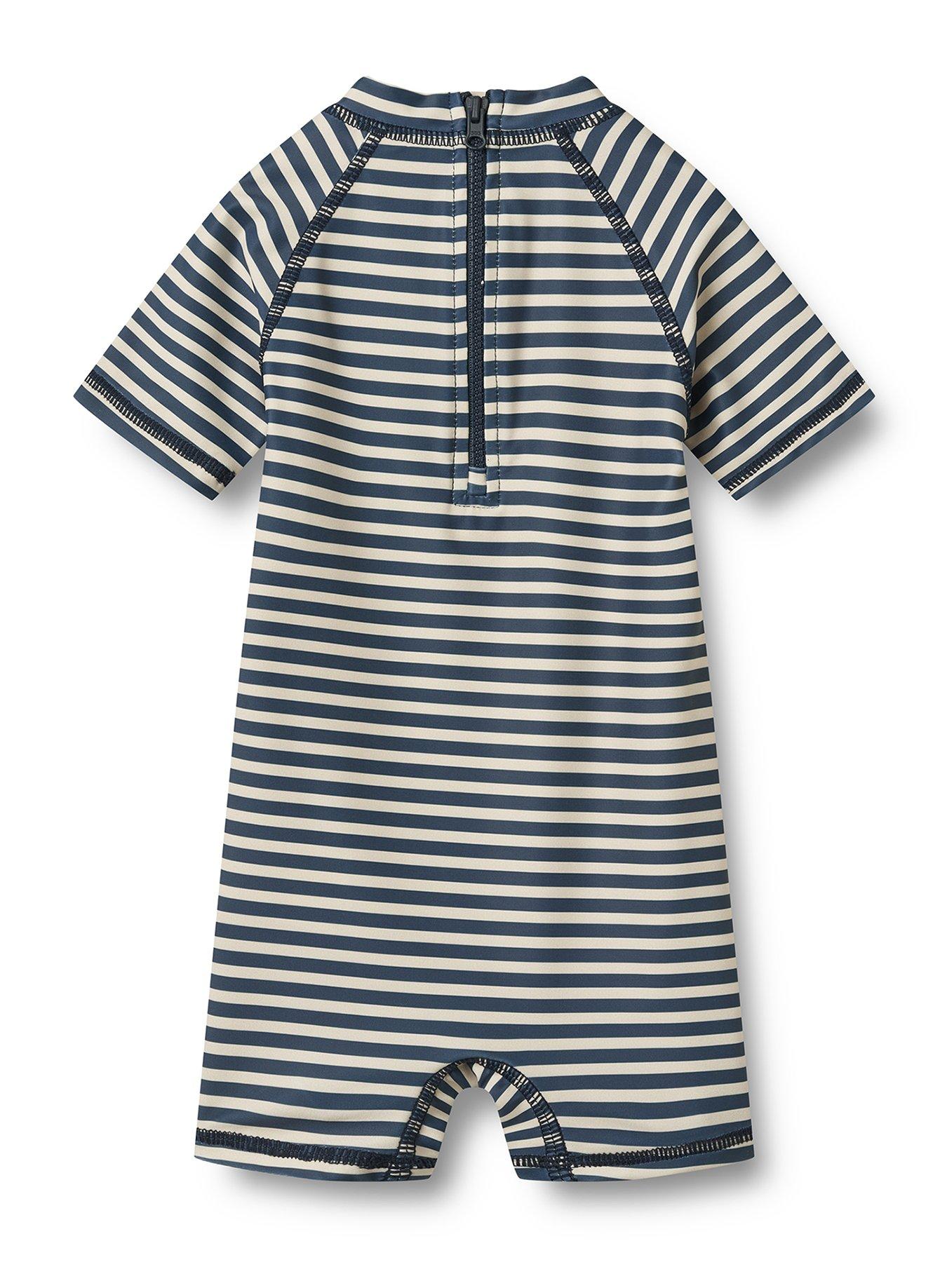 Image 2 of 3 of Wheat Baby Boys Stripe Short Sleeve Rashsuit - Blue