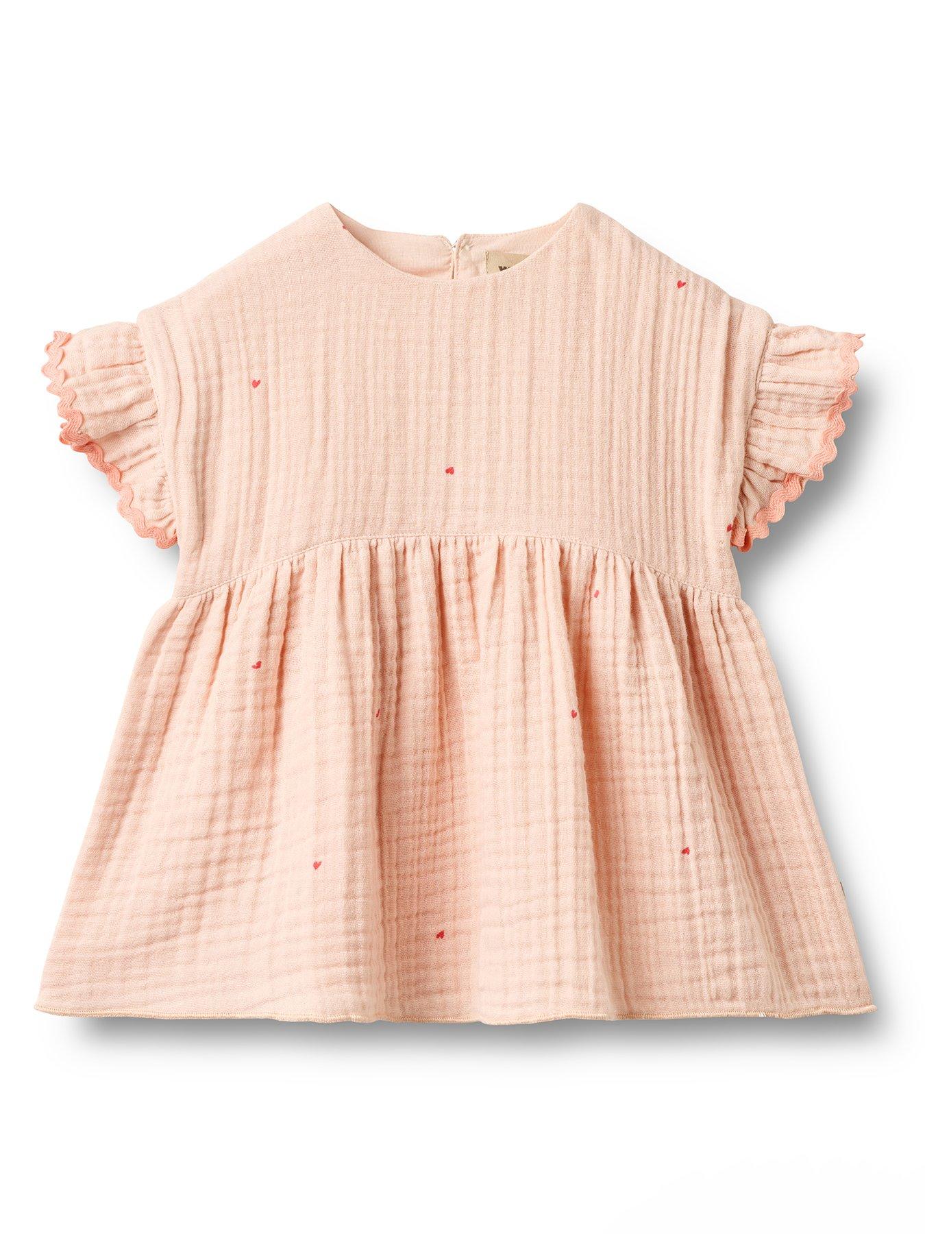 Wheat Baby Girls Sibling Cheesecloth Dress - Pink