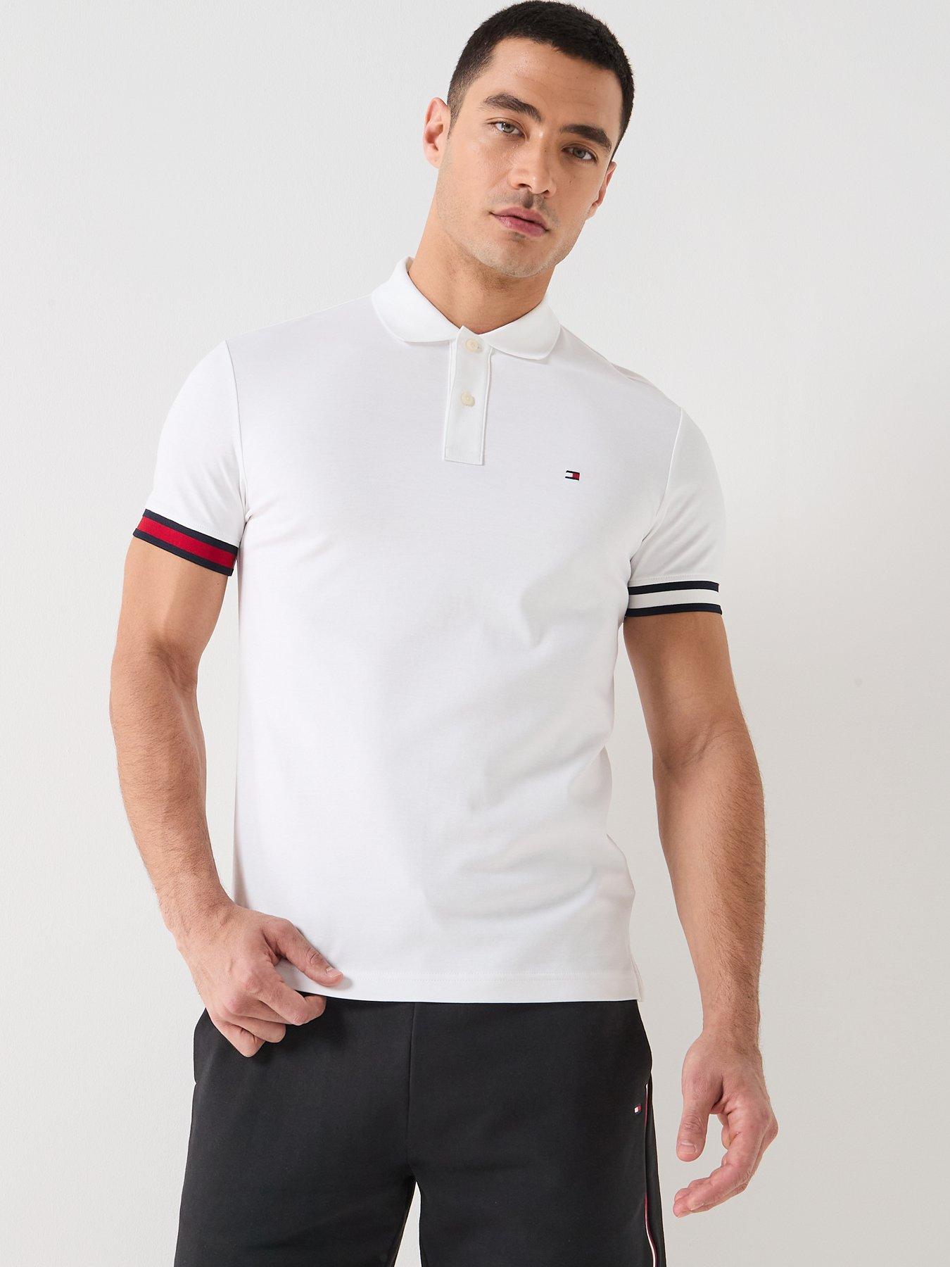 Tommy Hilfiger Liquid Cotton Flag Cuff Slim Fit Polo Shirt - White