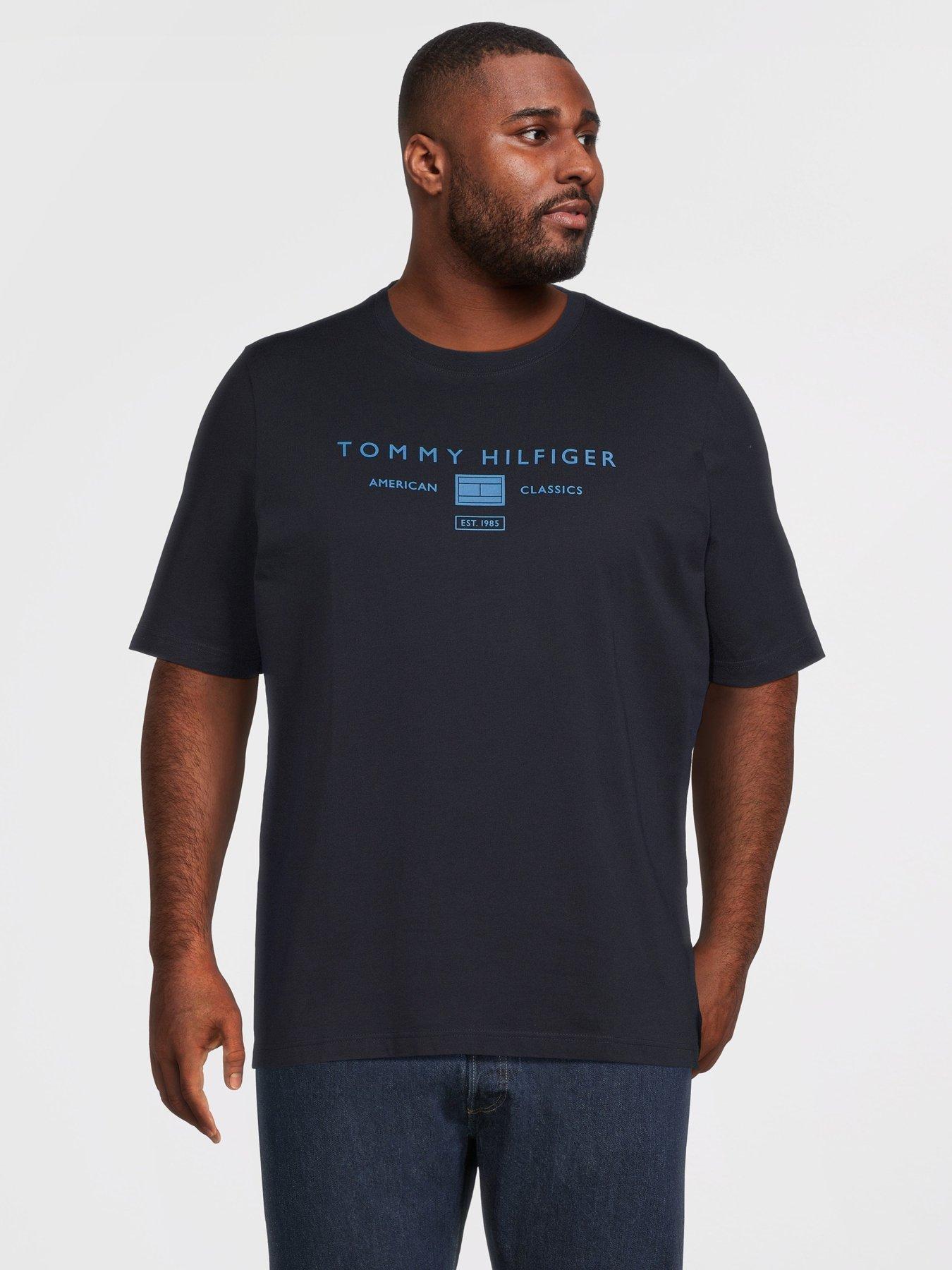 Tommy Hilfiger Big  &  Tall Mono Stack Logo T-Shirt - Navy