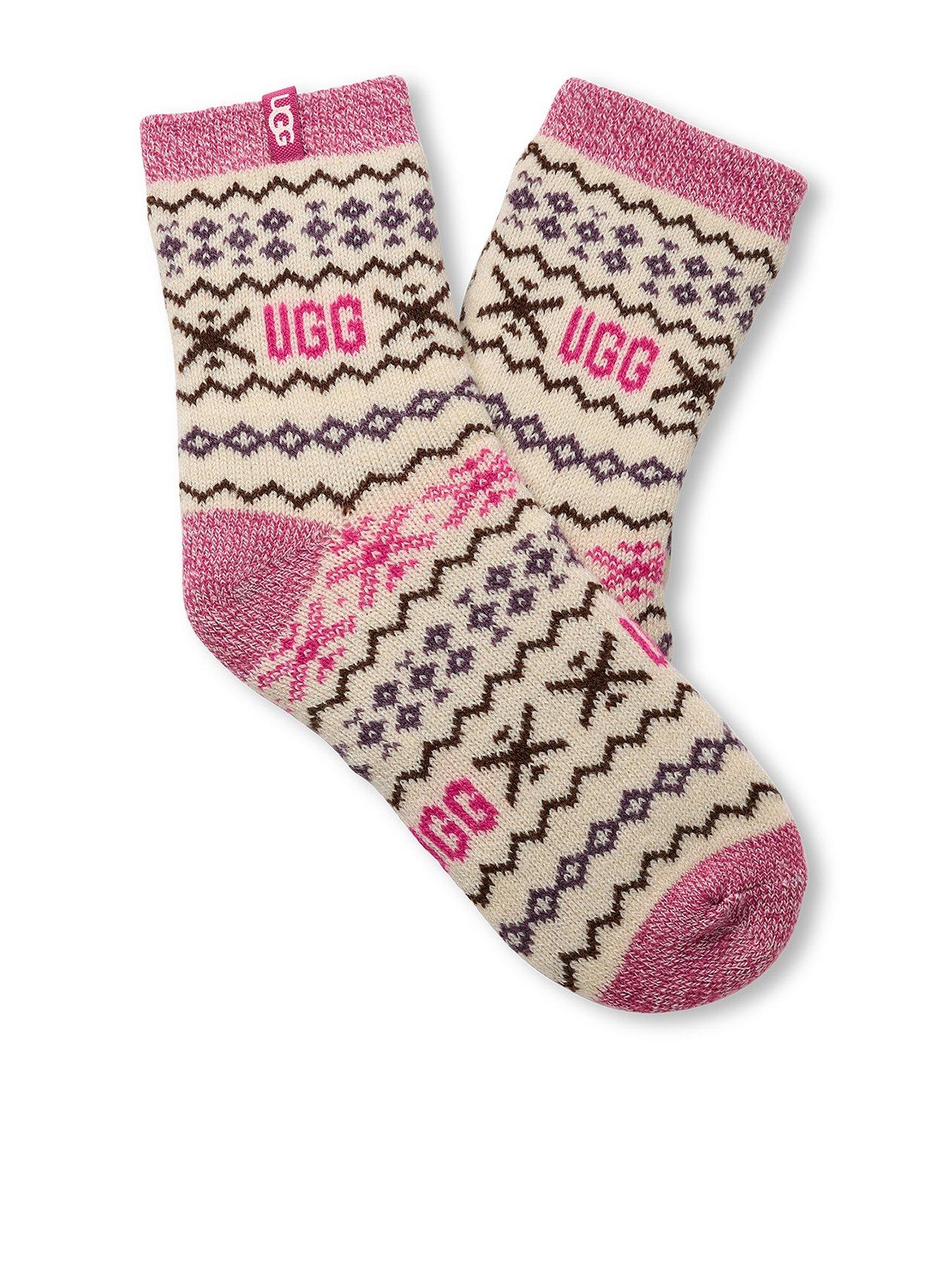 front image of ugg-cressida-cozy-quarter-socks-print