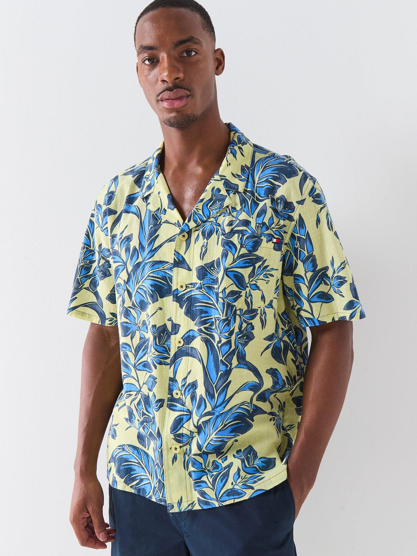 Tommy Hilfiger Essential Floral All Over Print Woven Bowling Shirt - Yellow