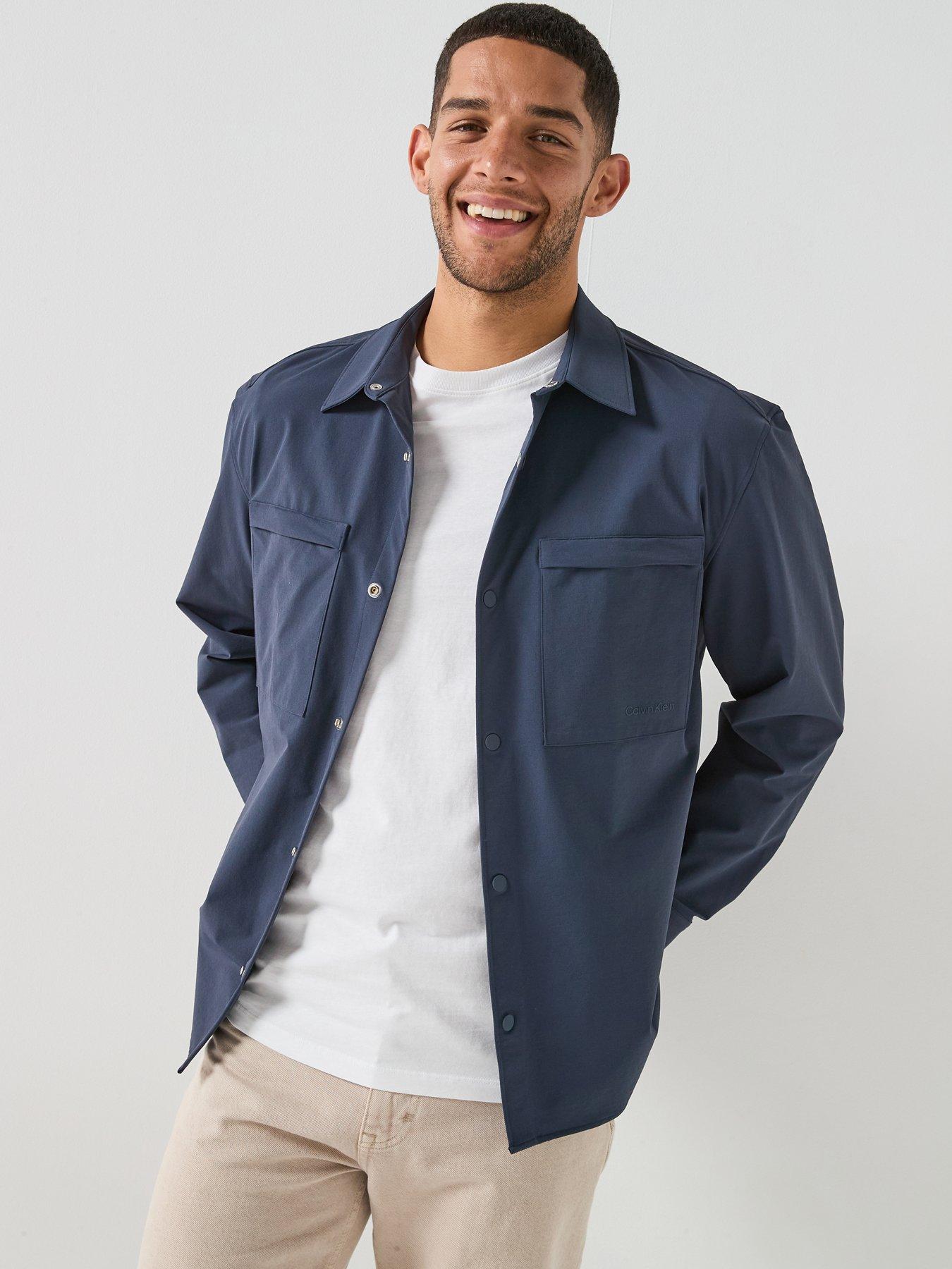  image of calvin-klein-tech-dobby-relaxed-fit-overshirt-blue