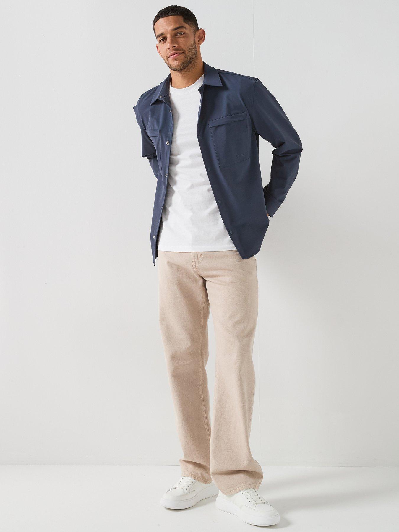  image of calvin-klein-tech-dobby-relaxed-fit-overshirt-blue