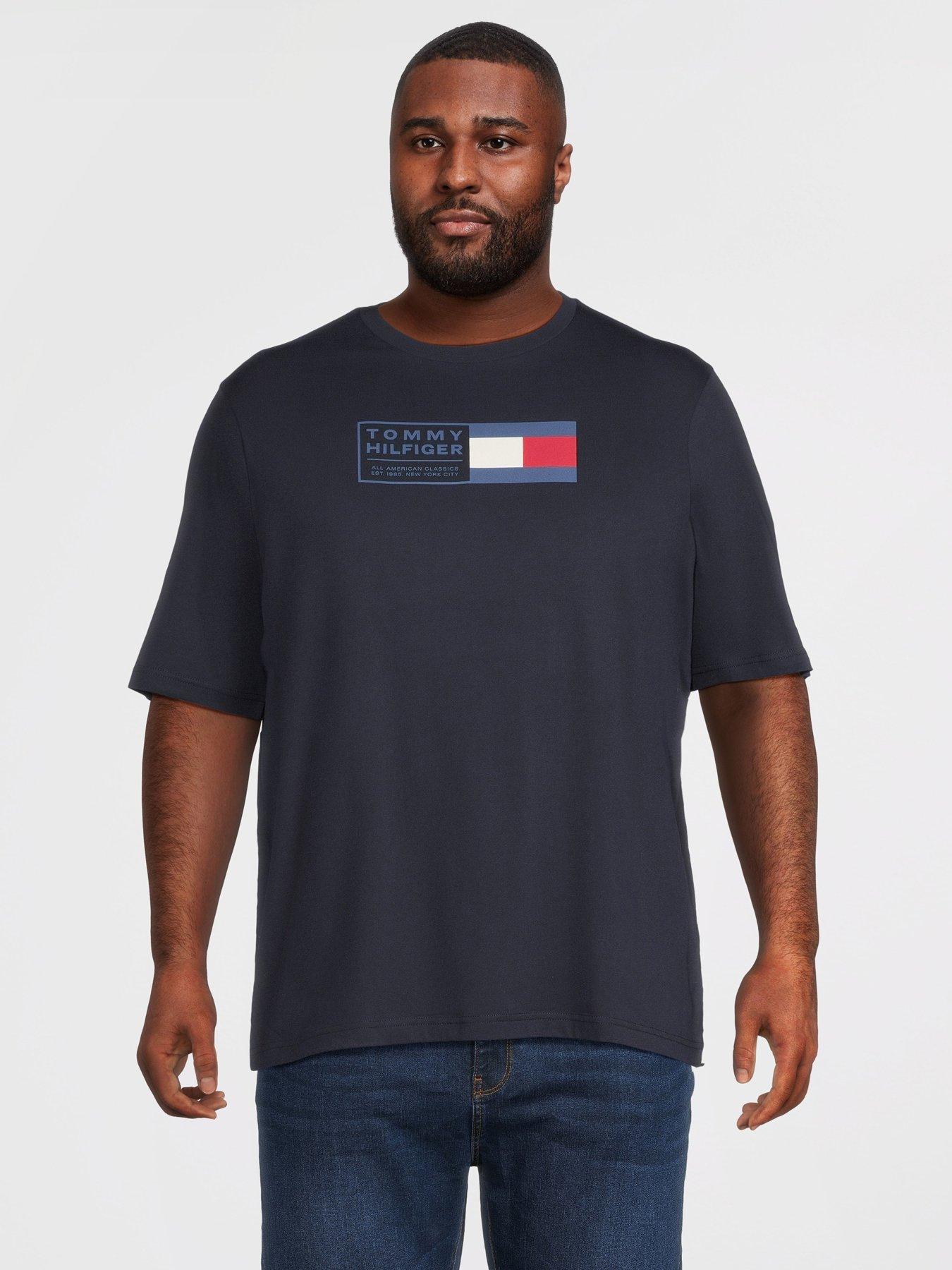 Tommy Hilfiger Big  &  Tall Text Box Logo T-Shirt - Navy
