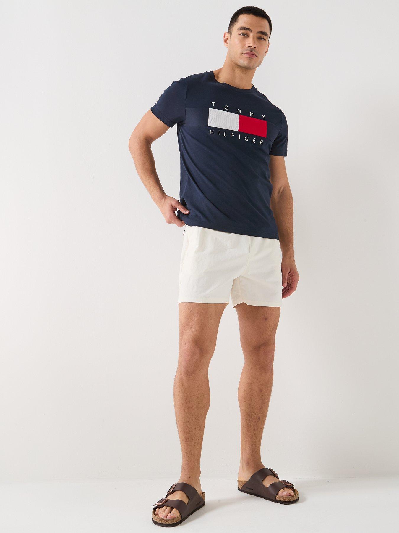  image of tommy-hilfiger-essential-small-flag-medium-swim-shorts-white