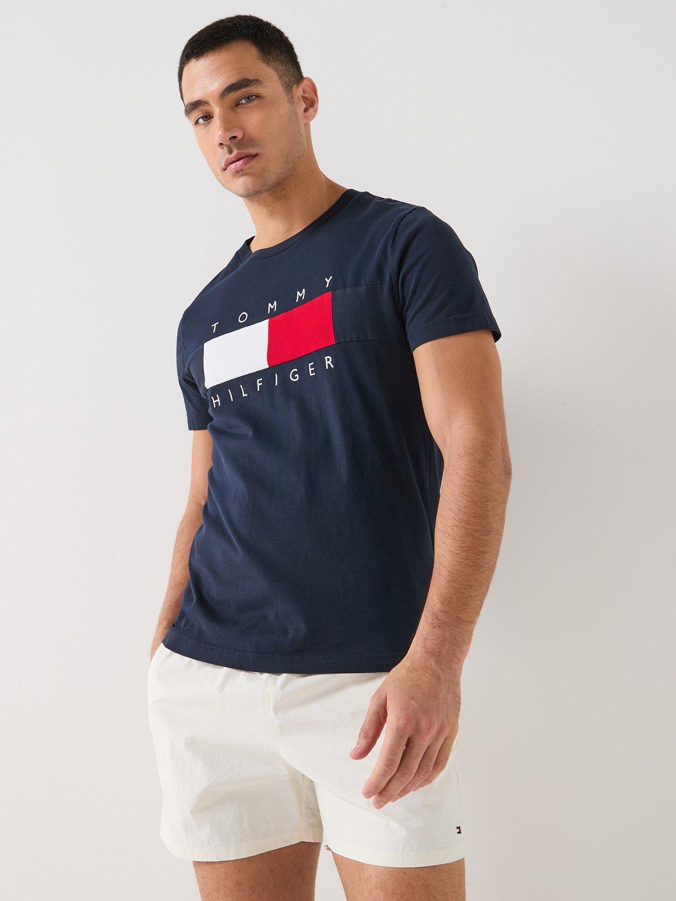  image of tommy-hilfiger-essential-small-flag-medium-swim-shorts-white