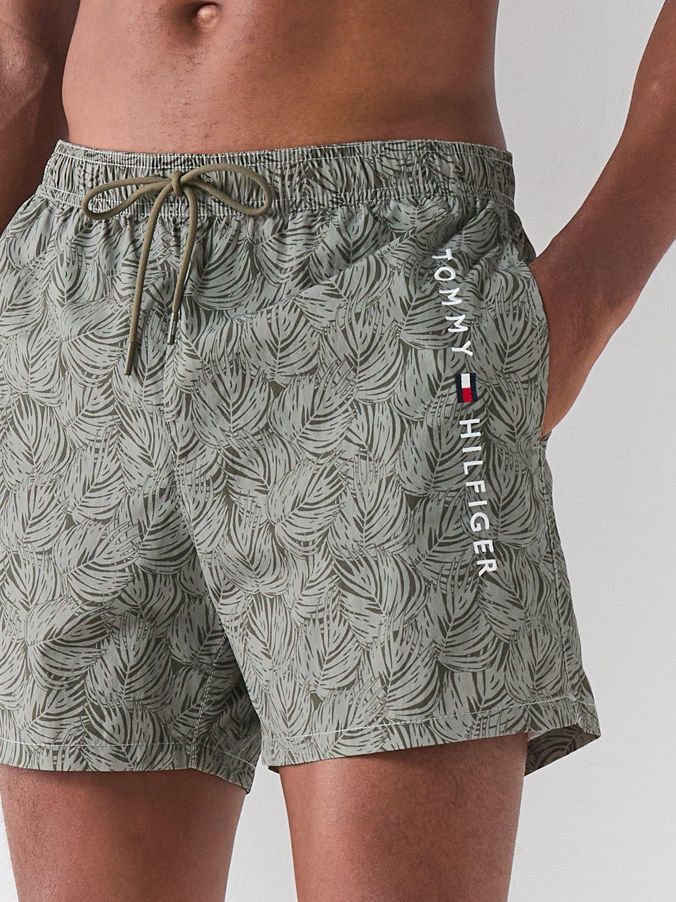 Image 4 of 4 of Tommy Hilfiger Printed Linear Side Logo Medium Swim Shorts - Green