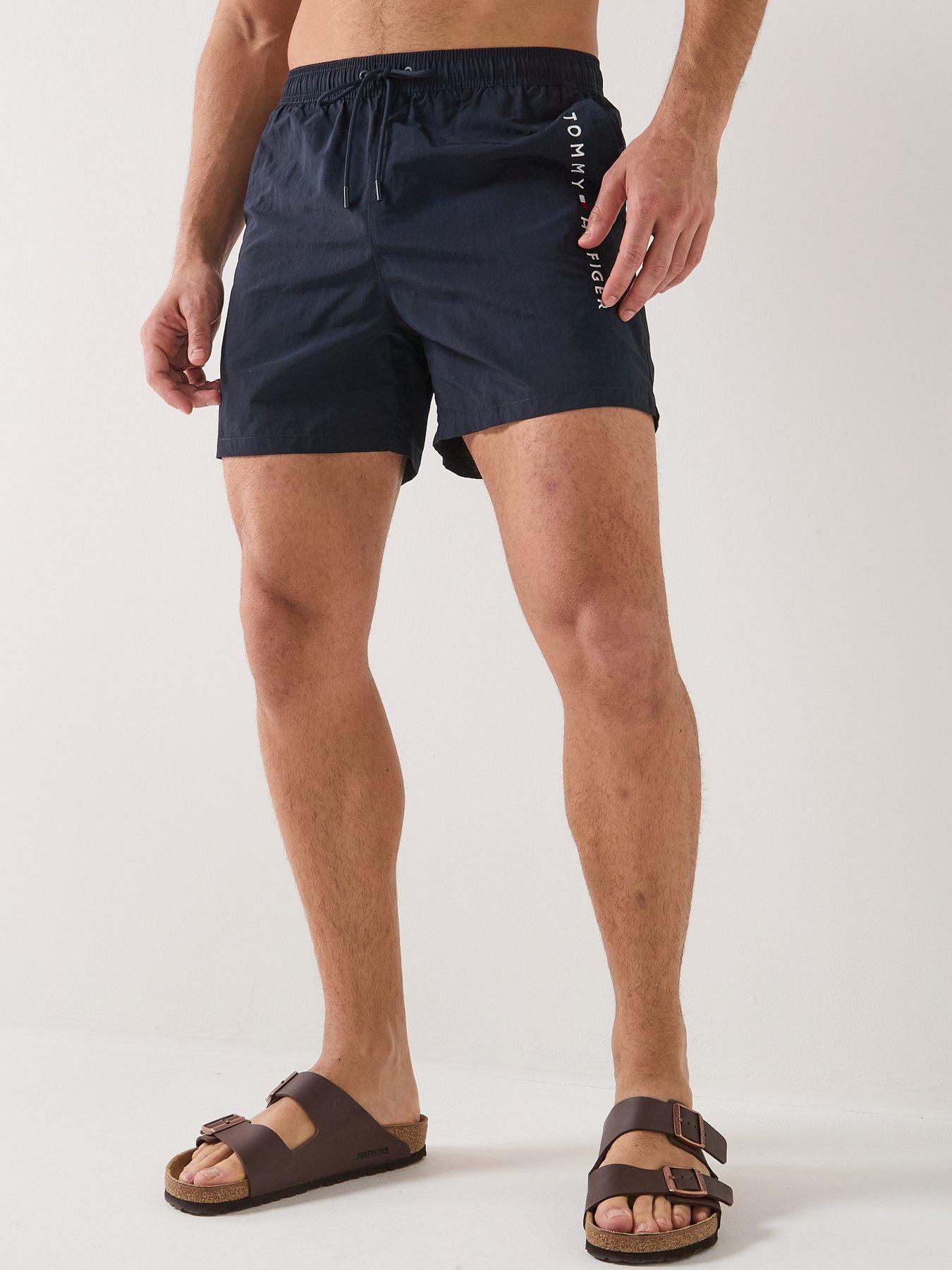 front image of tommy-hilfiger-side-linear-logo-swimshorts-navy
