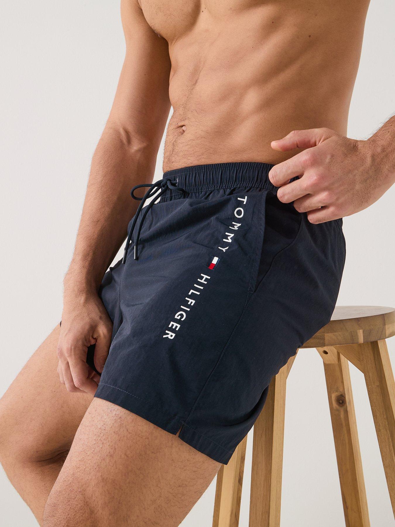  image of tommy-hilfiger-side-linear-logo-swimshorts-navy