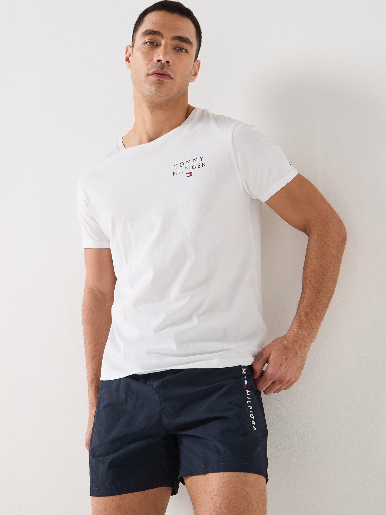  image of tommy-hilfiger-side-linear-logo-swimshorts-navy