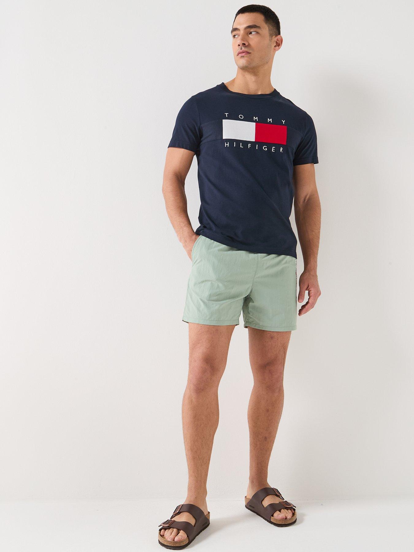  image of tommy-hilfiger-side-linear-logo-swimshorts-light-green
