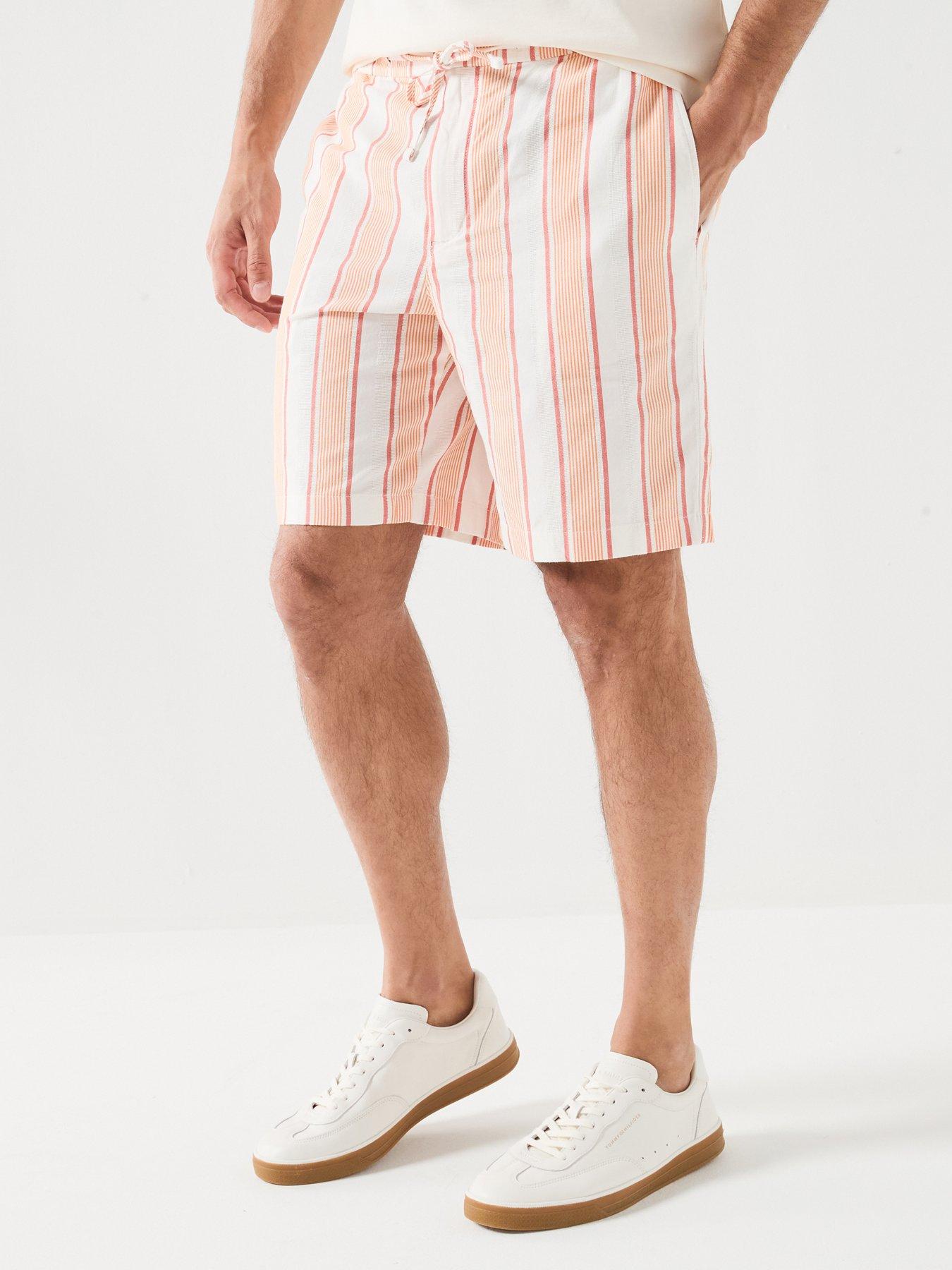 Image 1 of 6 of Tommy Hilfiger Pastel Stripe Shorts - Orange
