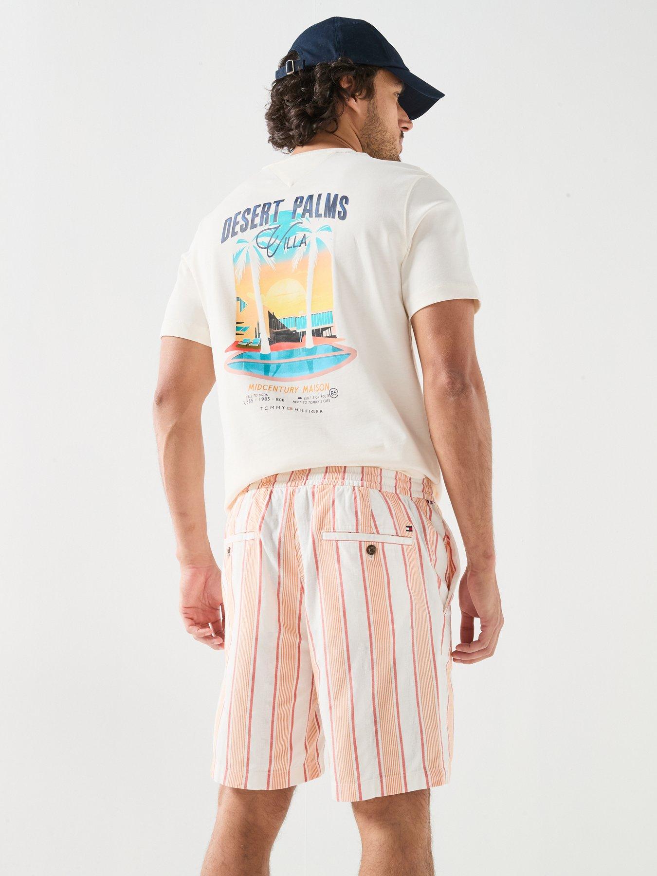 Image 2 of 6 of Tommy Hilfiger Pastel Stripe Shorts - Orange
