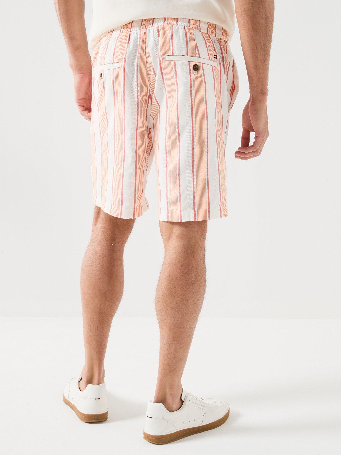 Image 4 of 6 of Tommy Hilfiger Pastel Stripe Shorts - Orange