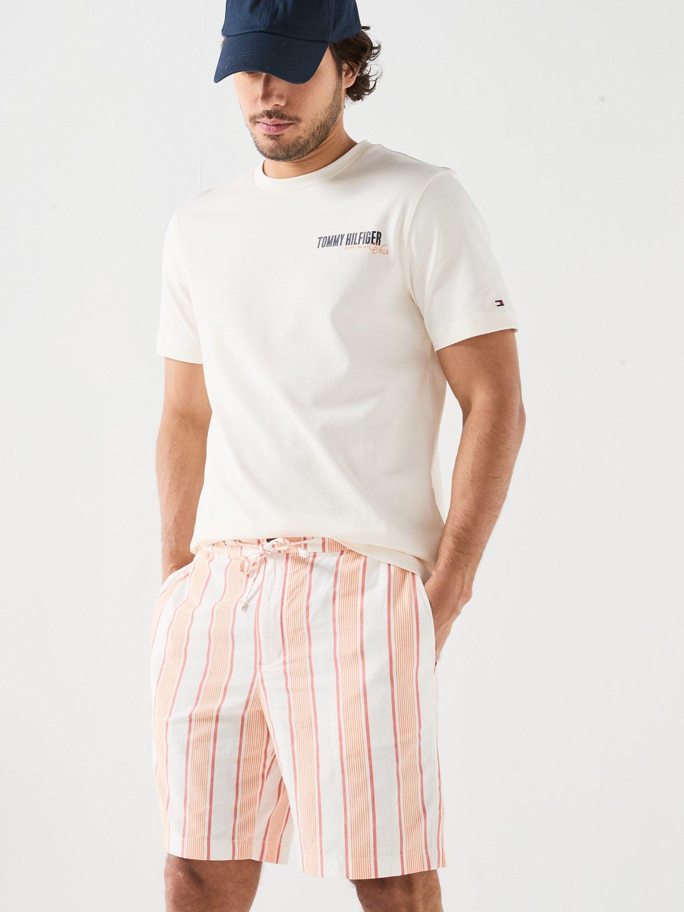 Image 5 of 6 of Tommy Hilfiger Pastel Stripe Shorts - Orange