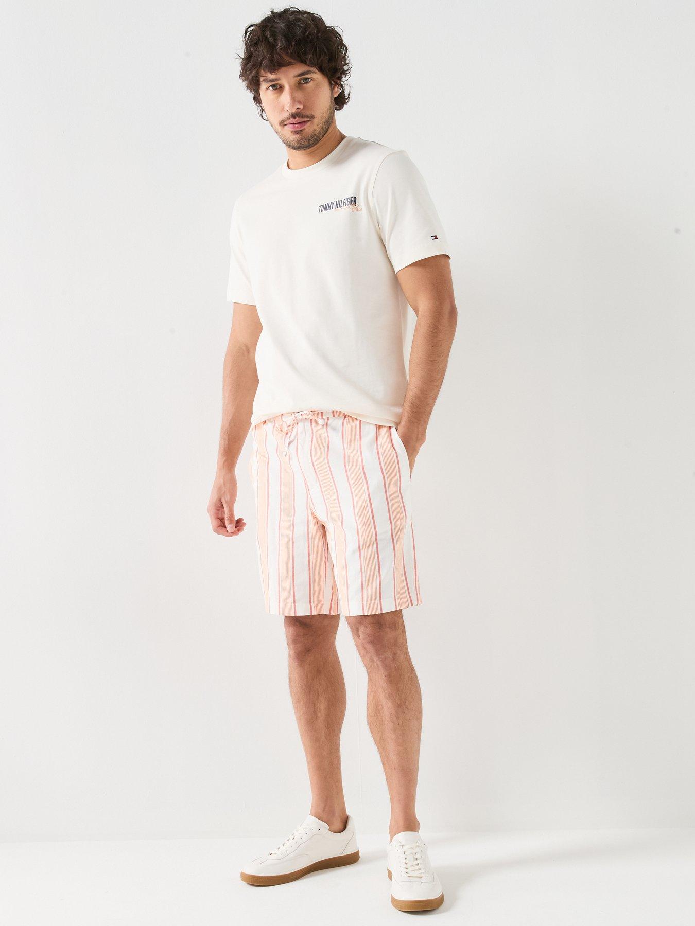 Image 6 of 6 of Tommy Hilfiger Pastel Stripe Shorts - Orange
