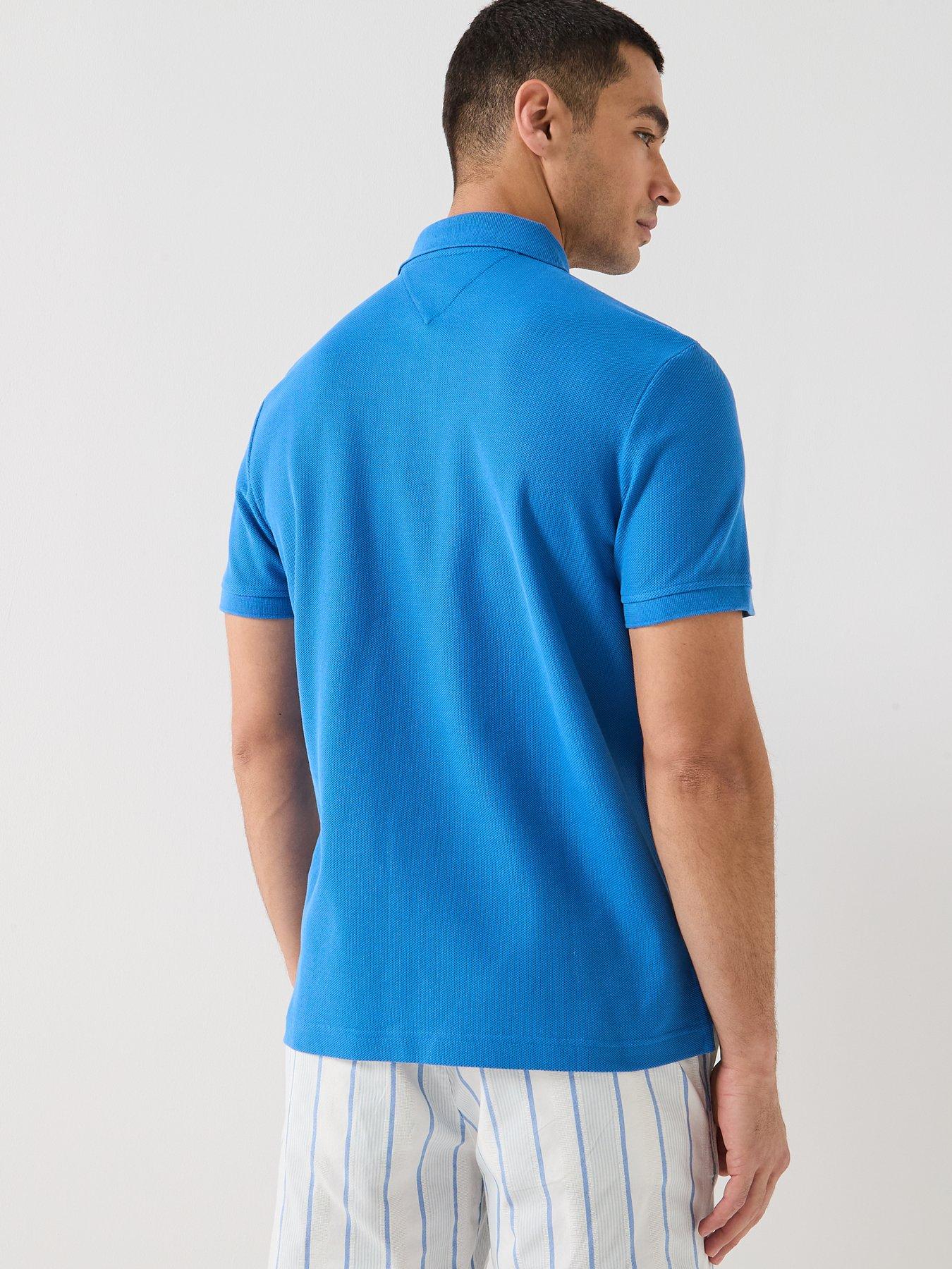  image of tommy-hilfiger-mono-script-logo-regular-fit-polo-shirt-blue