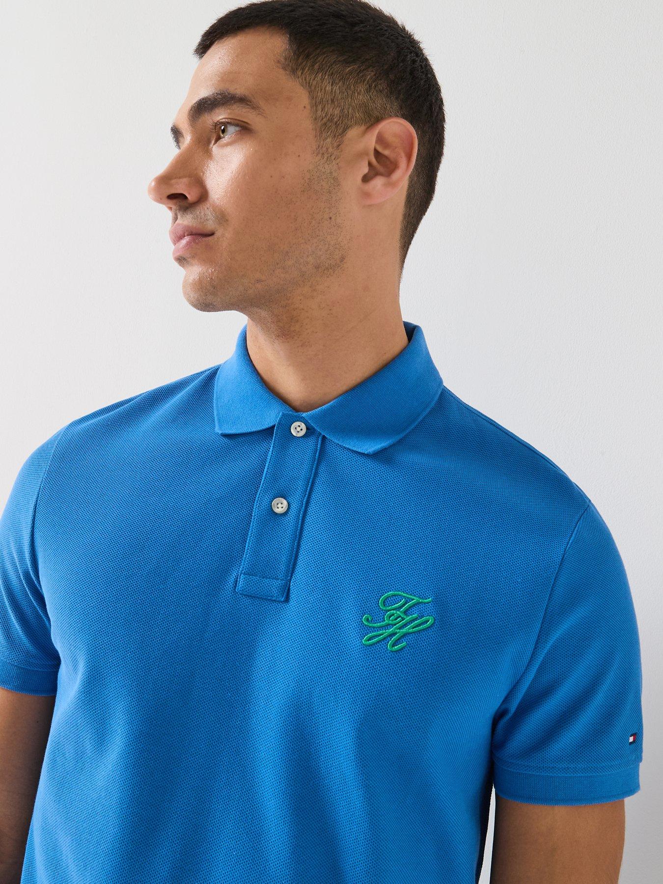  image of tommy-hilfiger-mono-script-logo-regular-fit-polo-shirt-blue