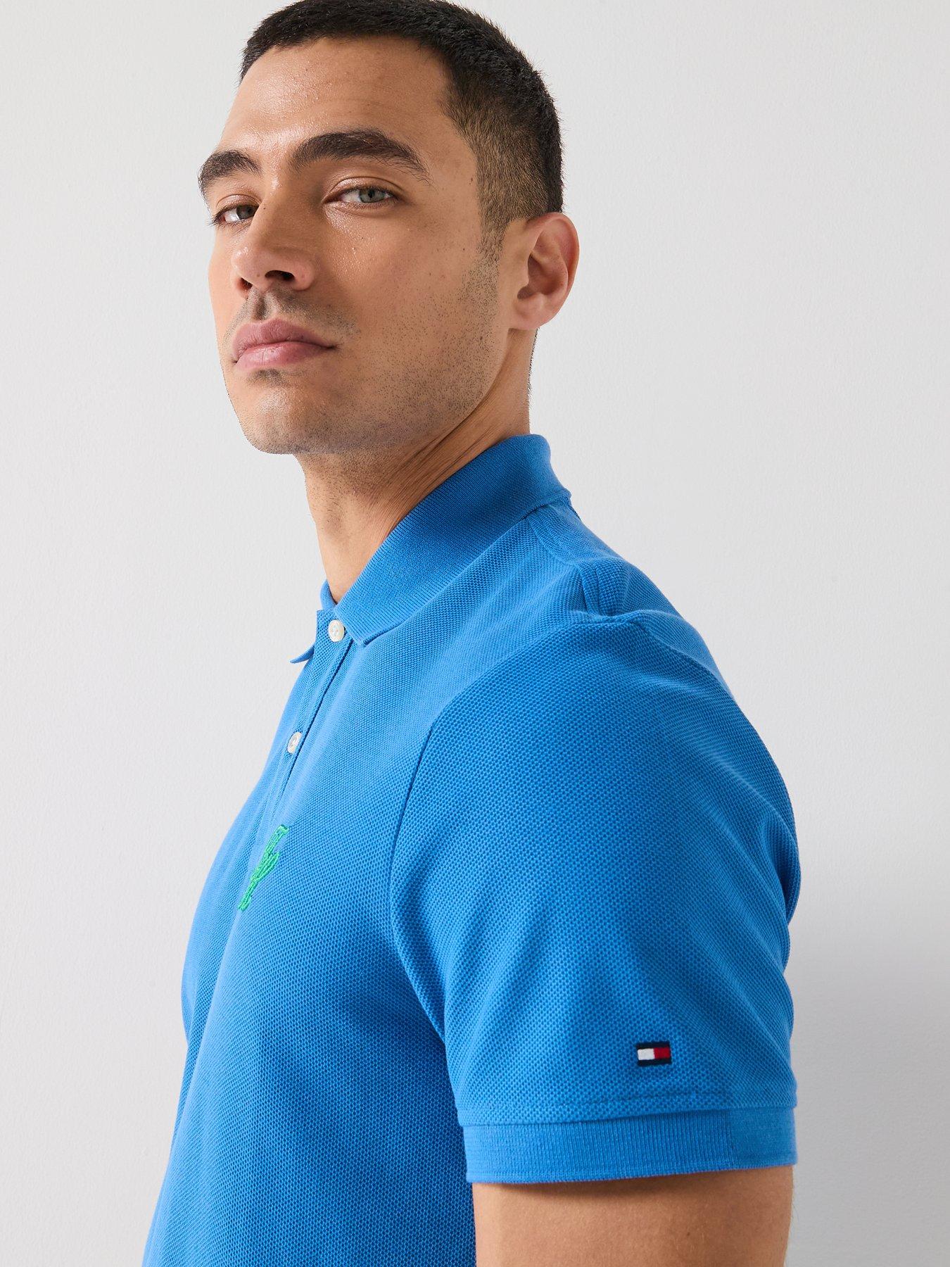  image of tommy-hilfiger-mono-script-logo-regular-fit-polo-shirt-blue