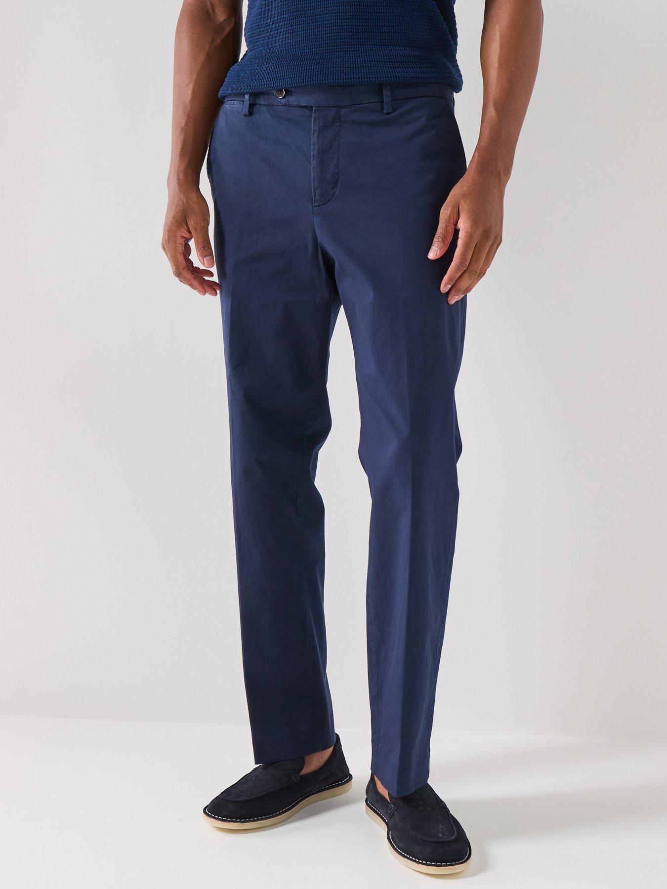 Tommy Hilfiger New York Collection Cotton Garment Dyed Smart Trousers - Navy