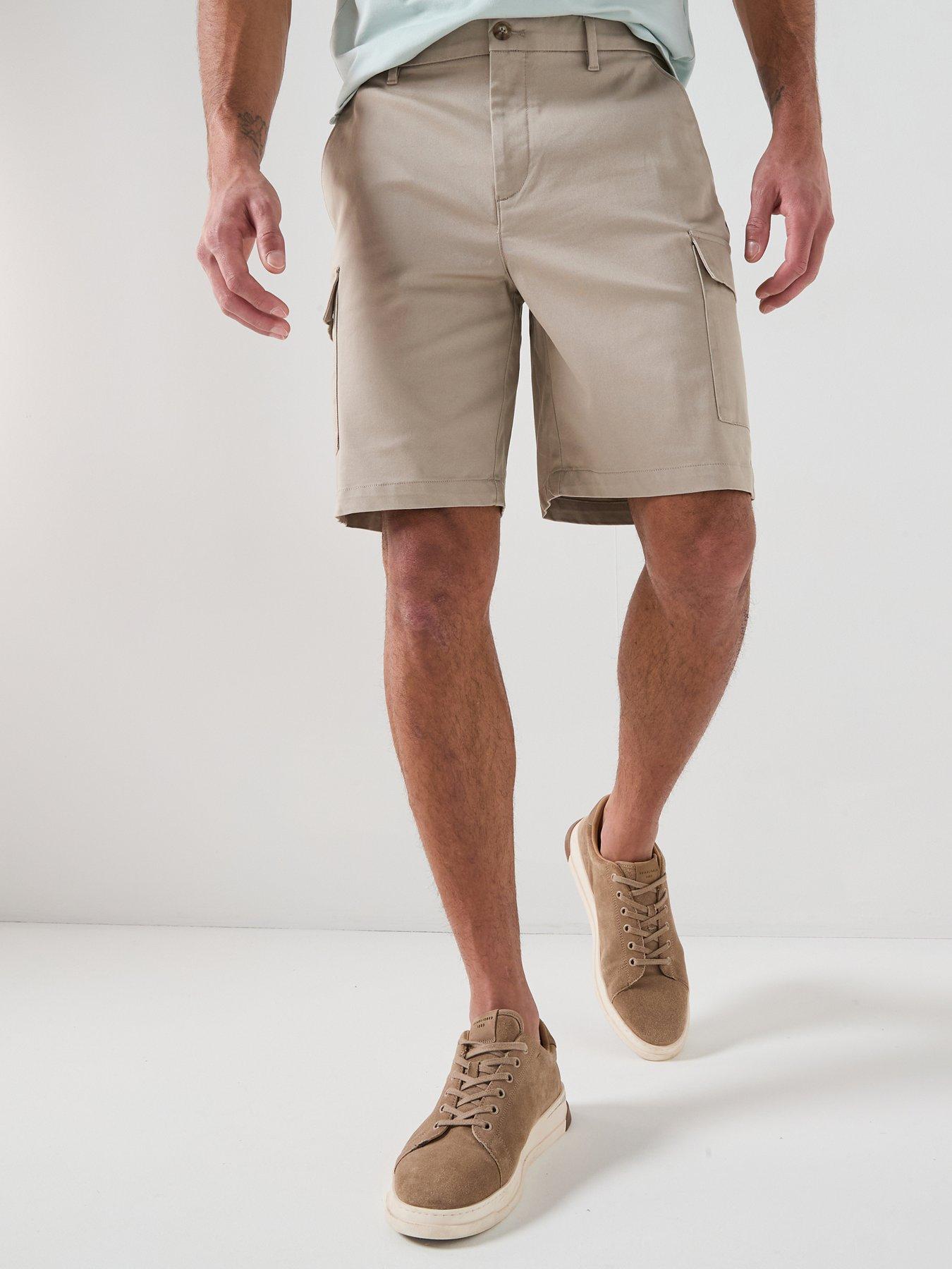 Image 1 of 6 of Calvin Klein Refined Stretch Cargo Shorts - Beige