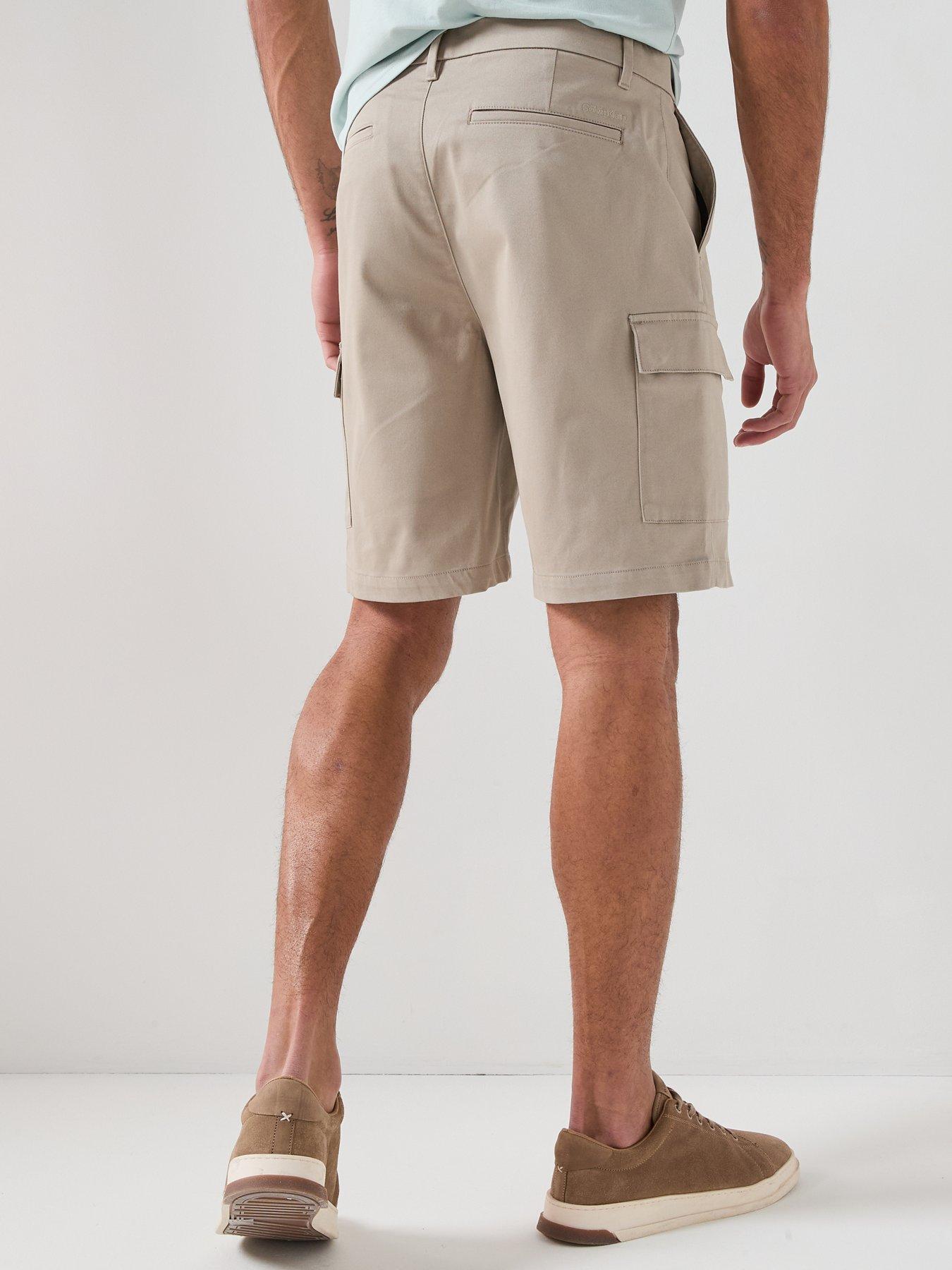 Image 2 of 6 of Calvin Klein Refined Stretch Cargo Shorts - Beige