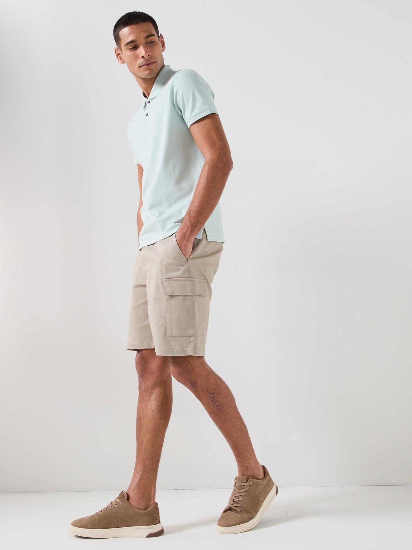 Image 6 of 6 of Calvin Klein Refined Stretch Cargo Shorts - Beige