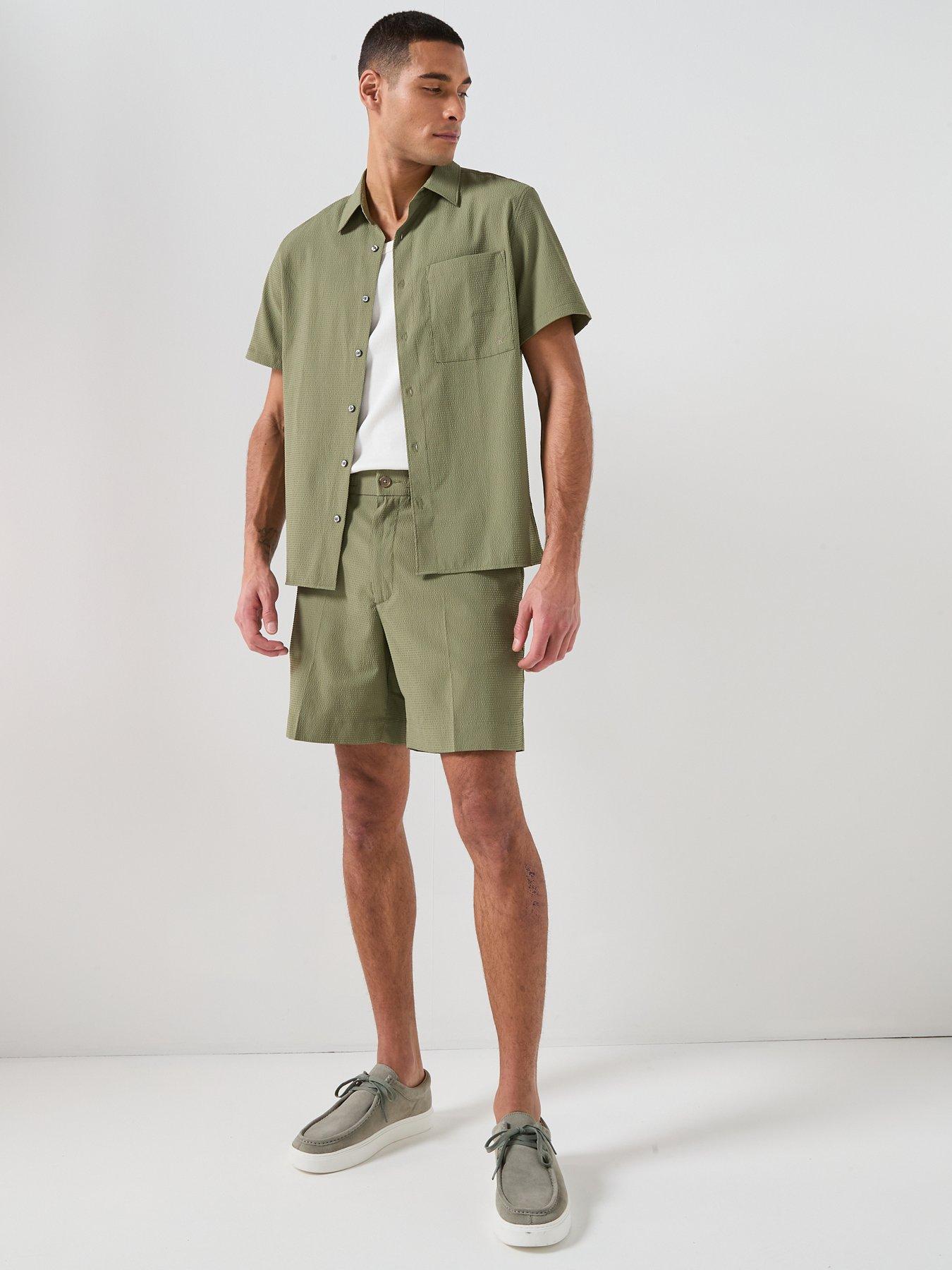 Image 3 of 6 of Calvin Klein Seersucker Shorts - Green