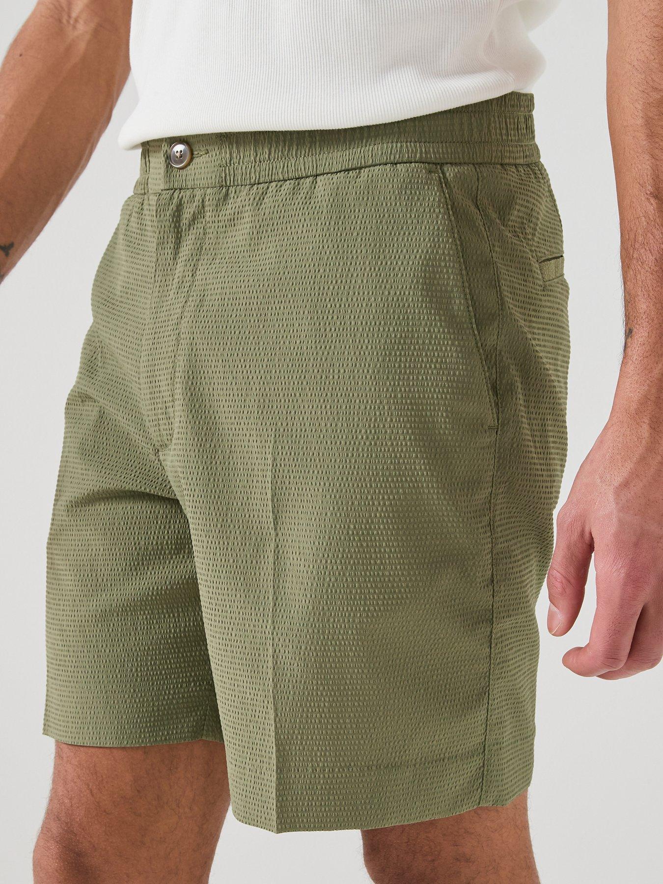 Image 4 of 6 of Calvin Klein Seersucker Shorts - Green