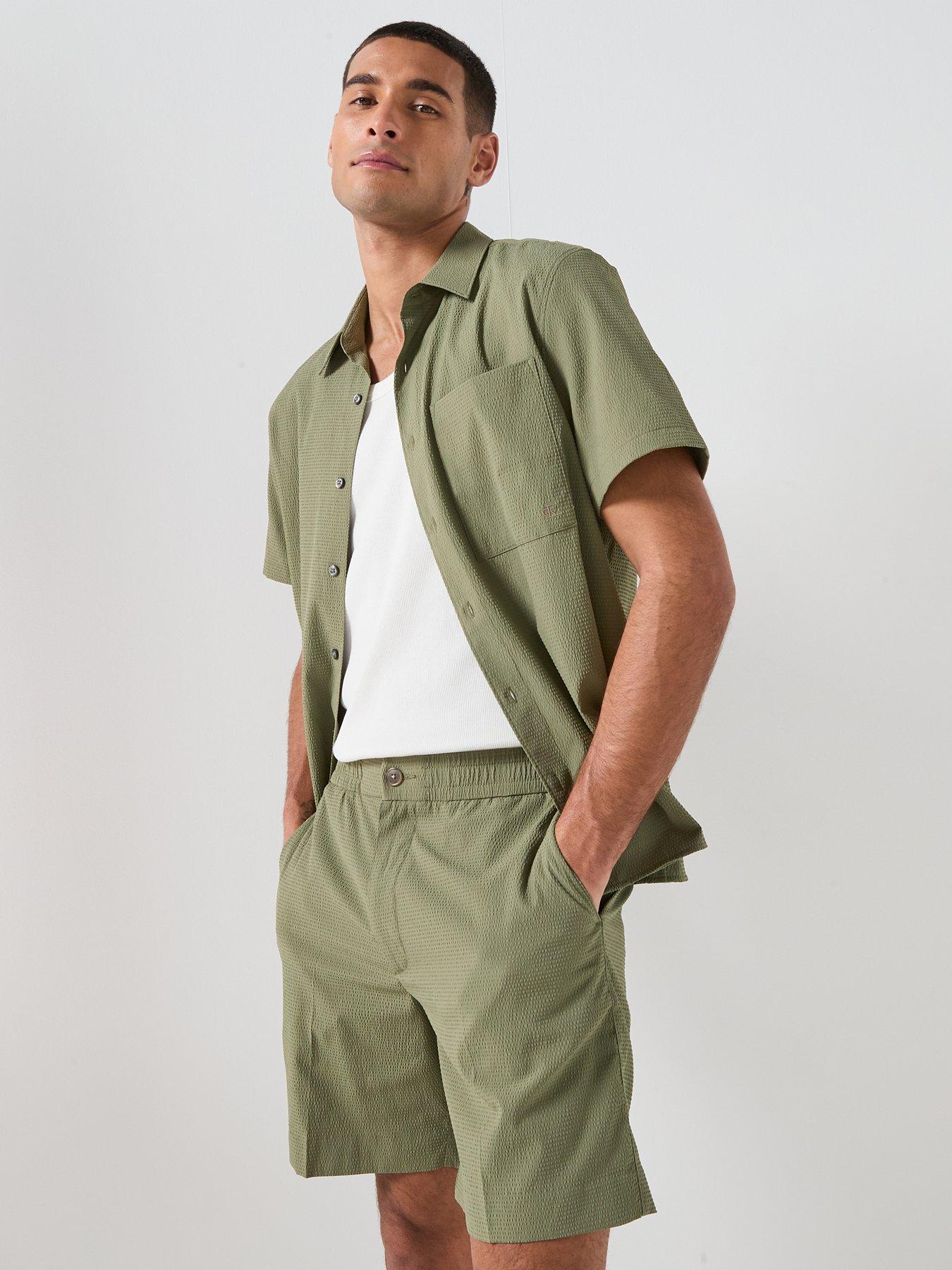 Image 5 of 6 of Calvin Klein Seersucker Shorts - Green