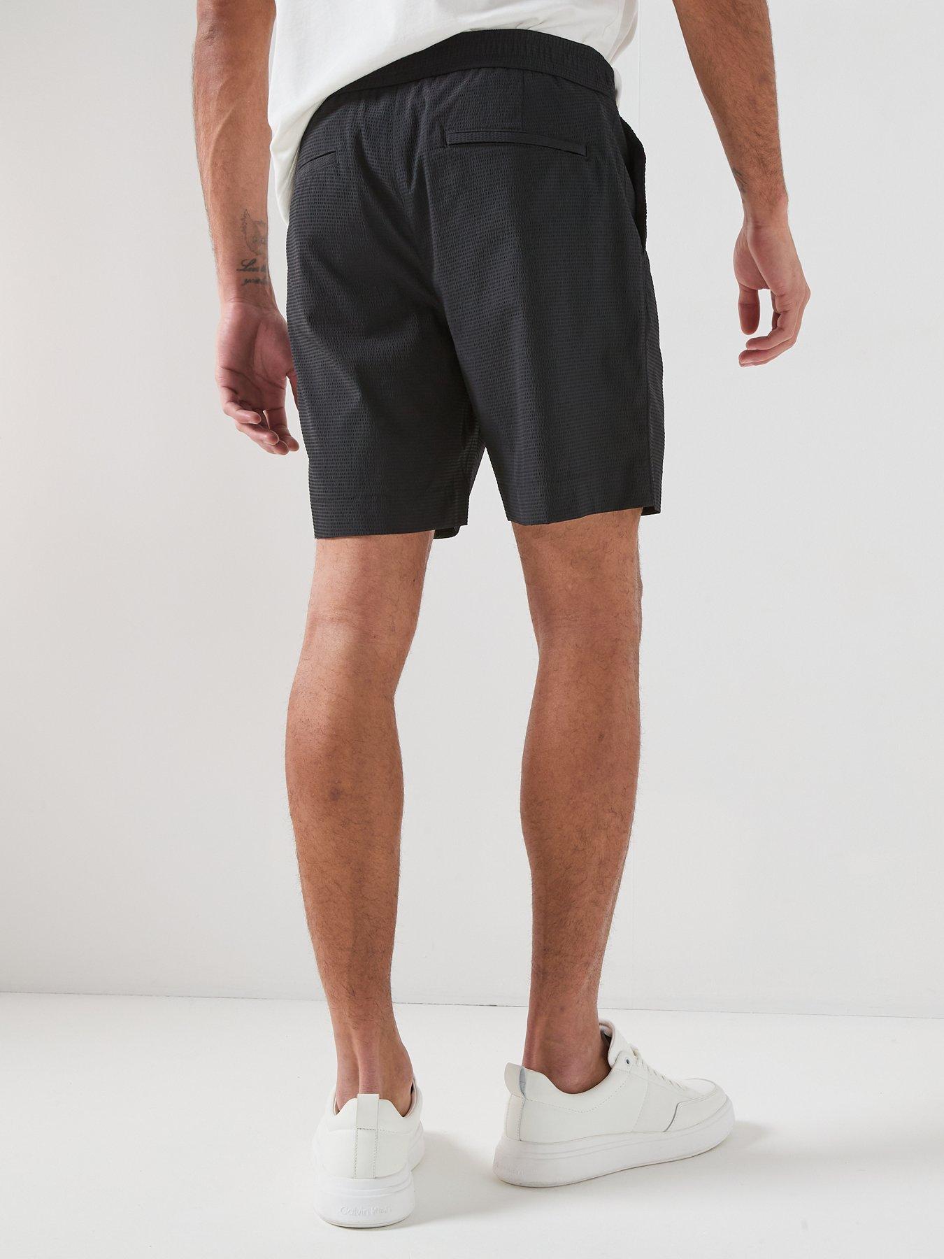 Image 2 of 6 of Calvin Klein Seersucker Shorts - Black