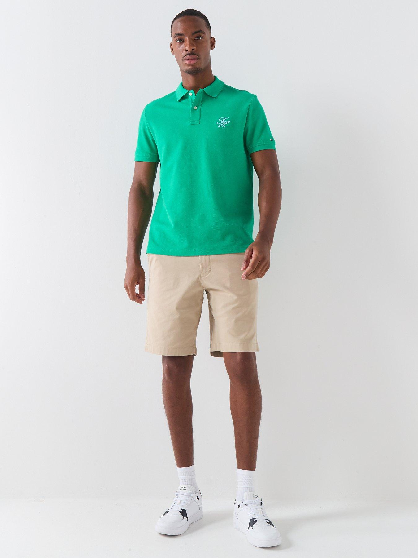 Image 3 of 4 of Tommy Hilfiger Mono Script Logo Polo Shirt - Green