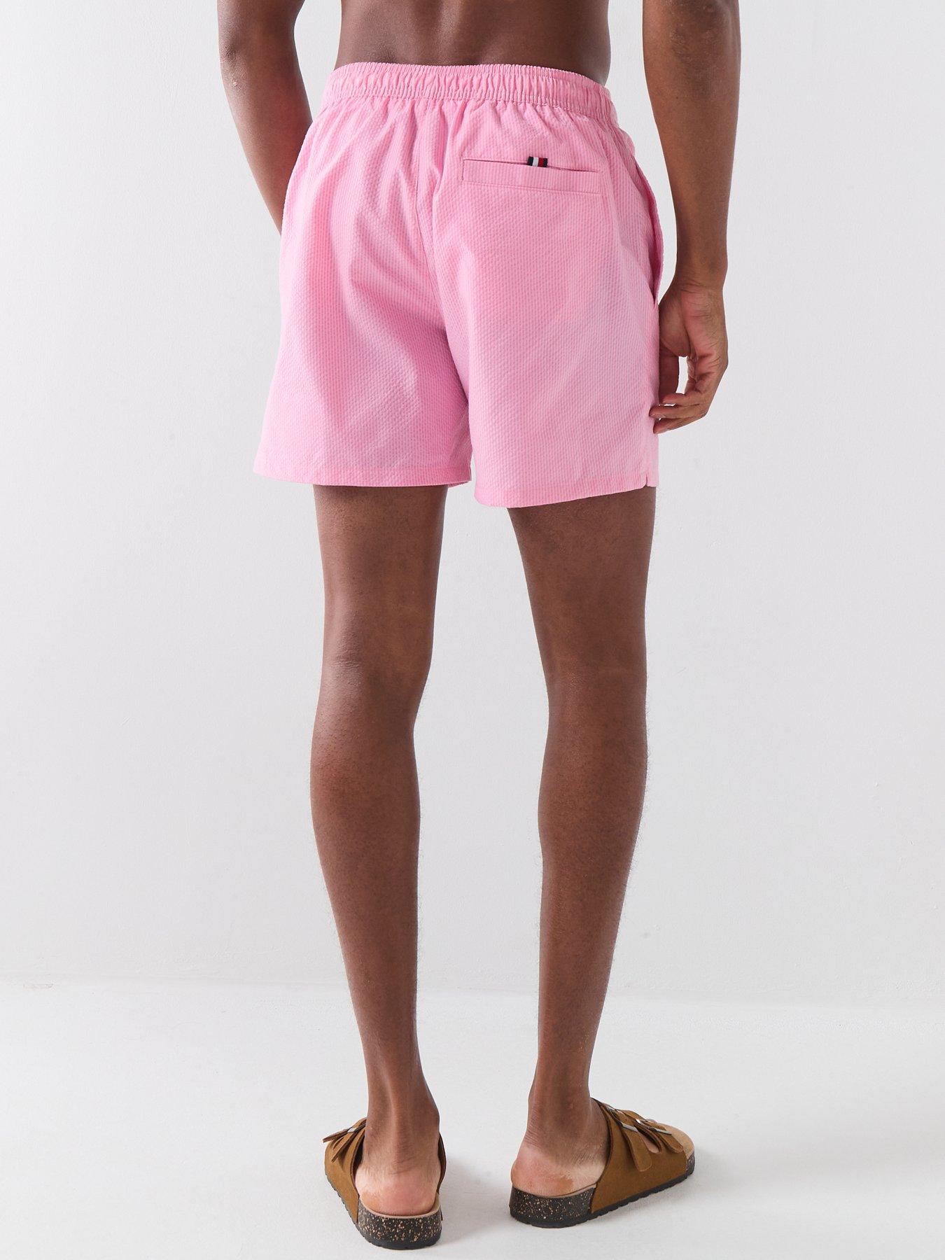 Image 2 of 6 of Tommy Hilfiger Mono Script Ithaca Medium Swim Shorts - Pink