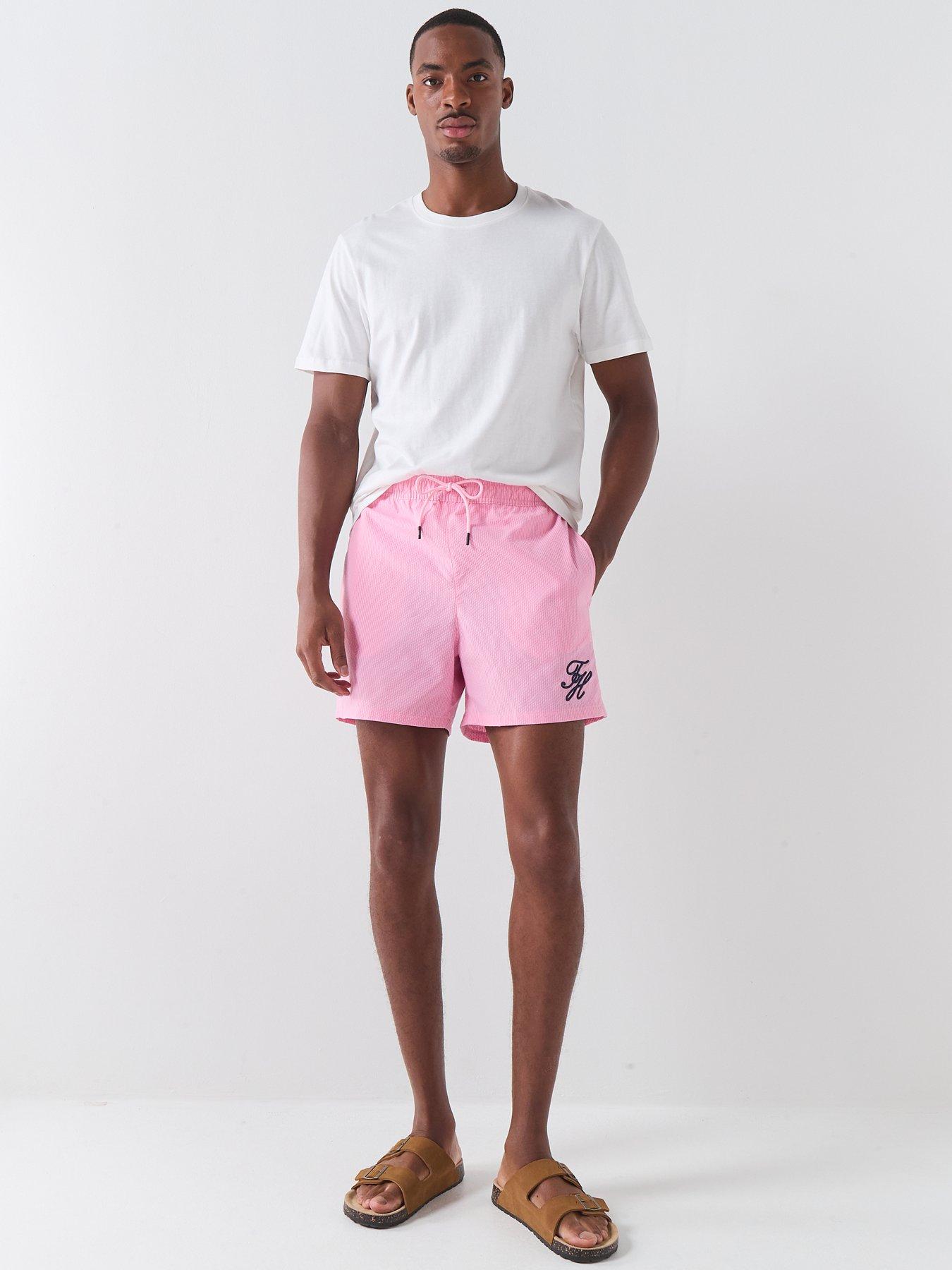 Image 3 of 6 of Tommy Hilfiger Mono Script Ithaca Medium Swim Shorts - Pink