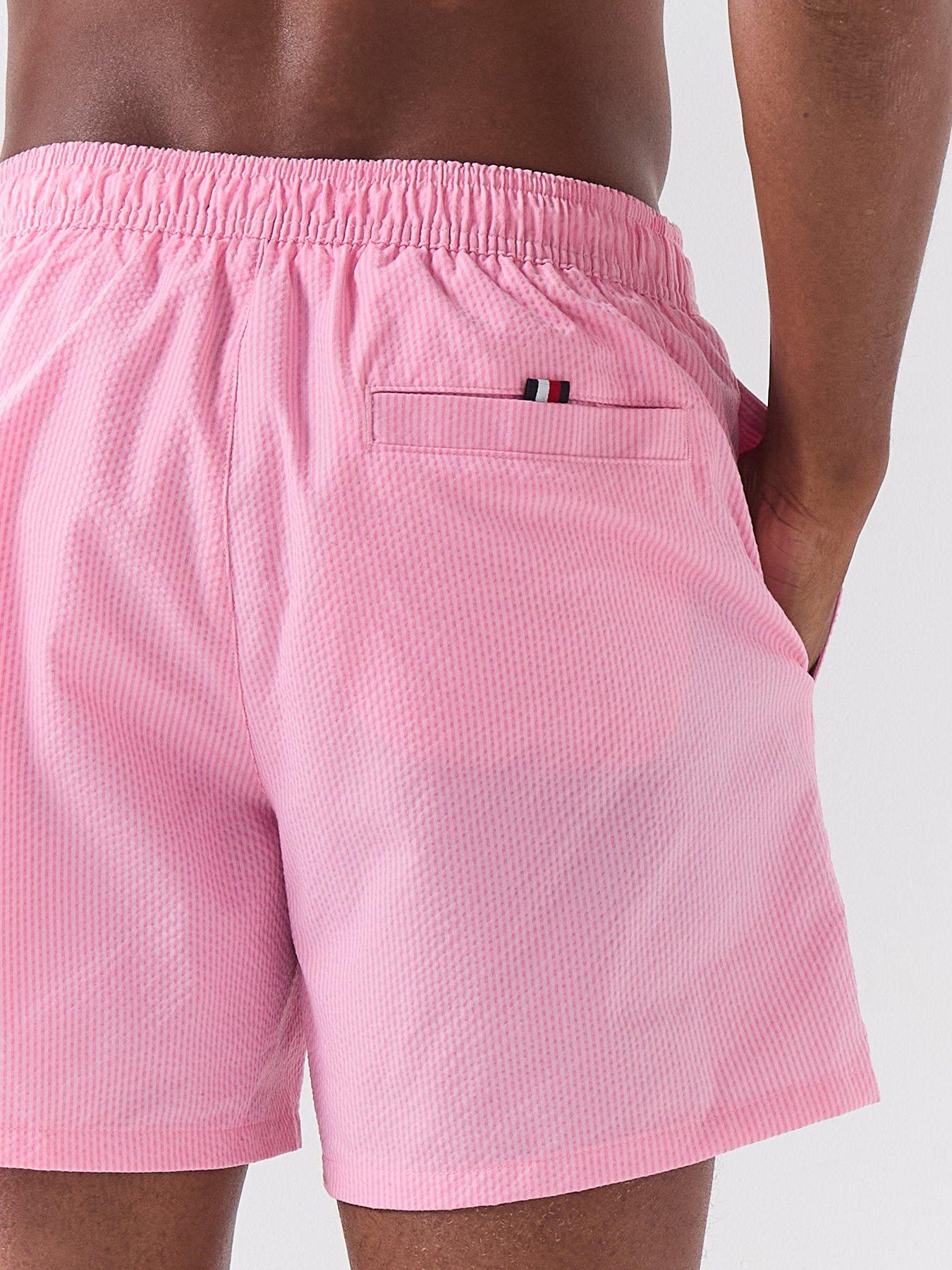 Image 4 of 6 of Tommy Hilfiger Mono Script Ithaca Medium Swim Shorts - Pink