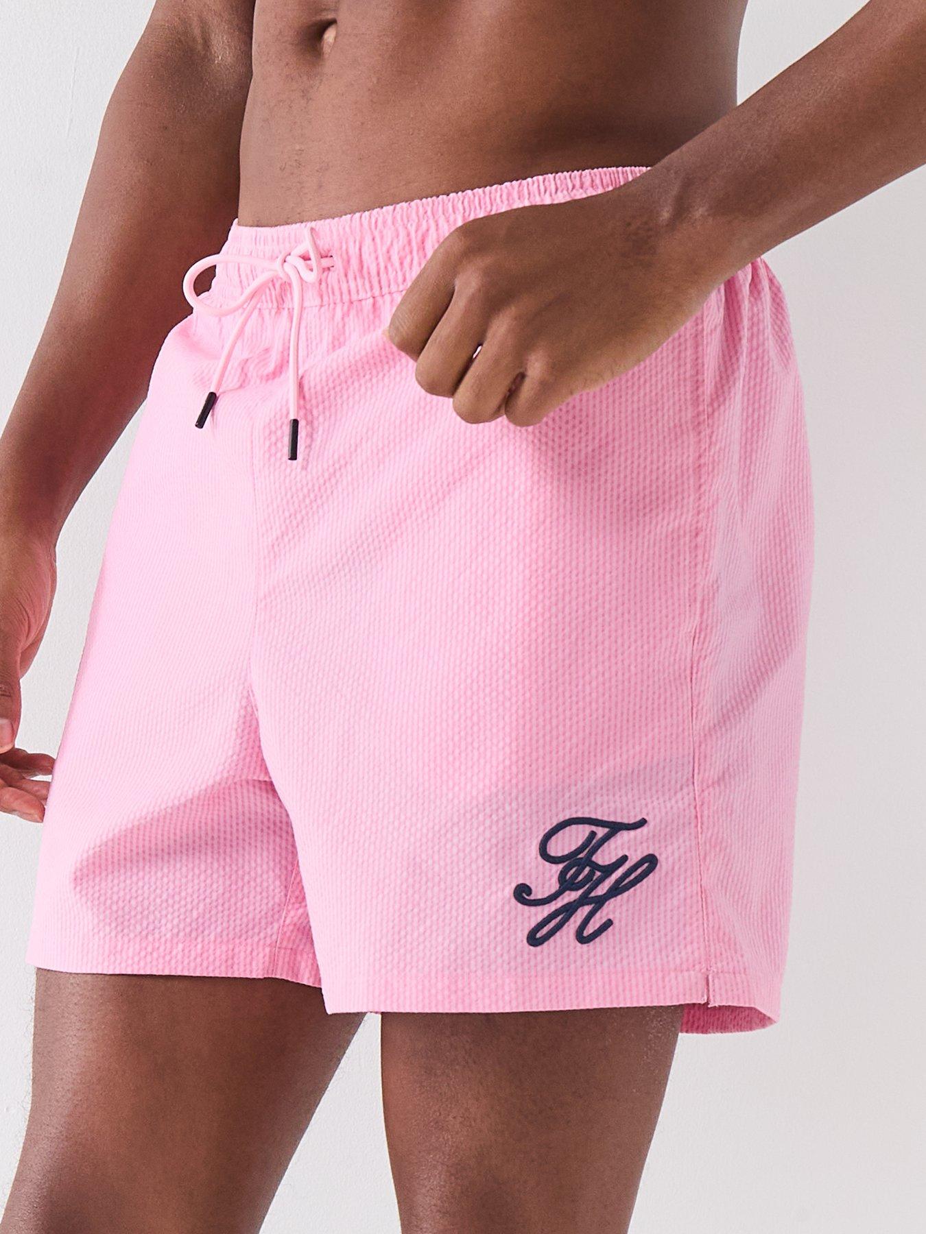 Image 5 of 6 of Tommy Hilfiger Mono Script Ithaca Medium Swim Shorts - Pink