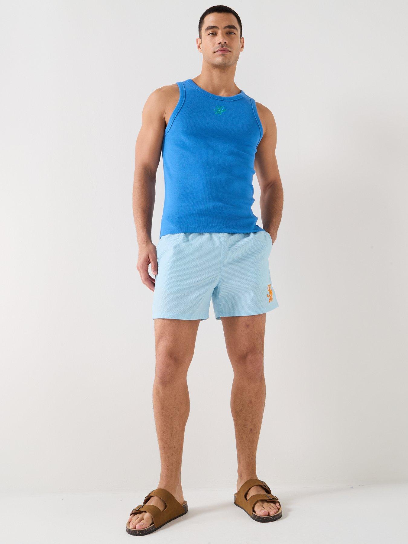 Image 3 of 6 of Tommy Hilfiger Mono Script Ithaca Medium Swim Shorts - Blue
