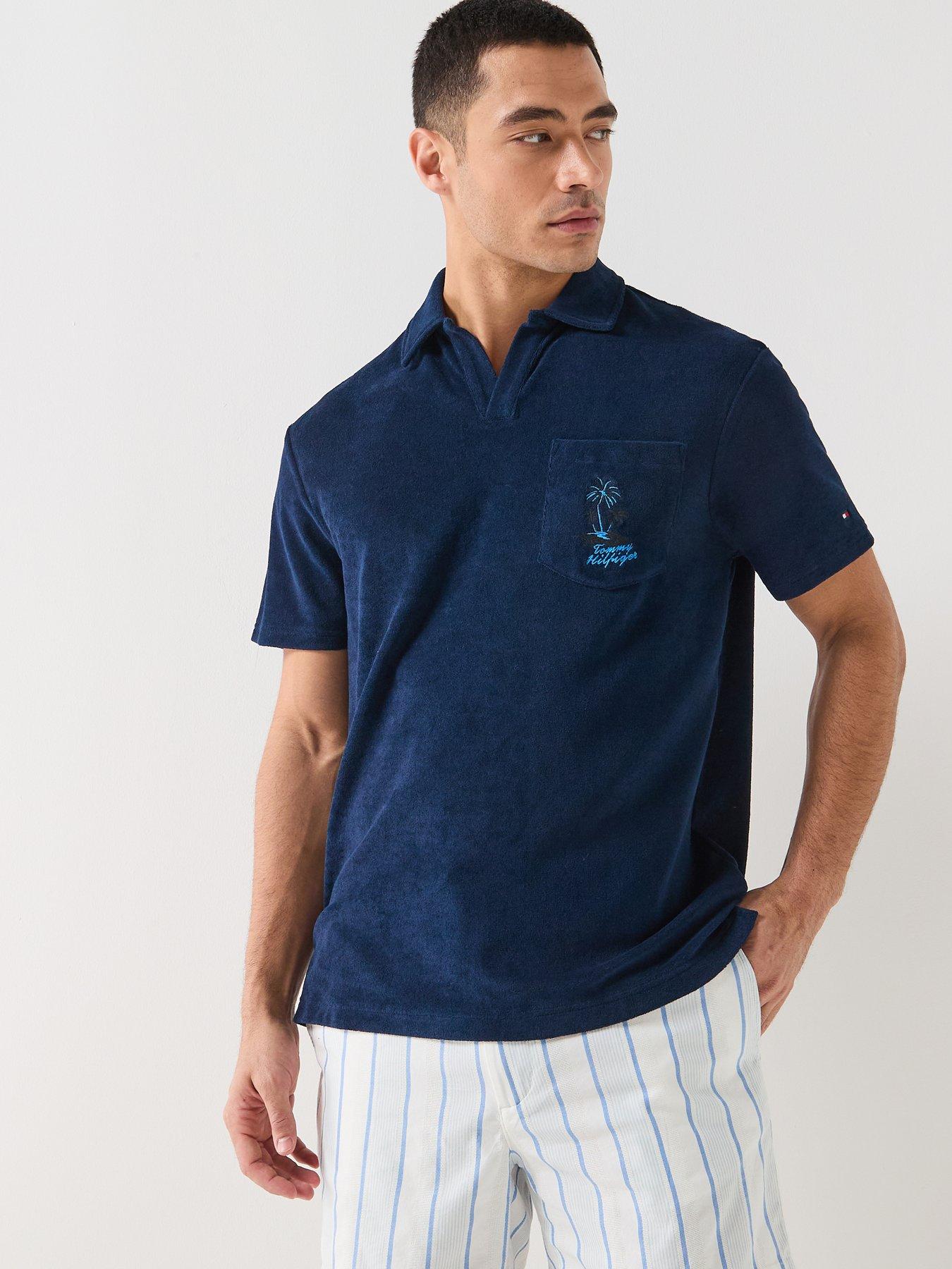 Tommy Hilfiger Towelling Back Graphic Polo Shirt - Navy