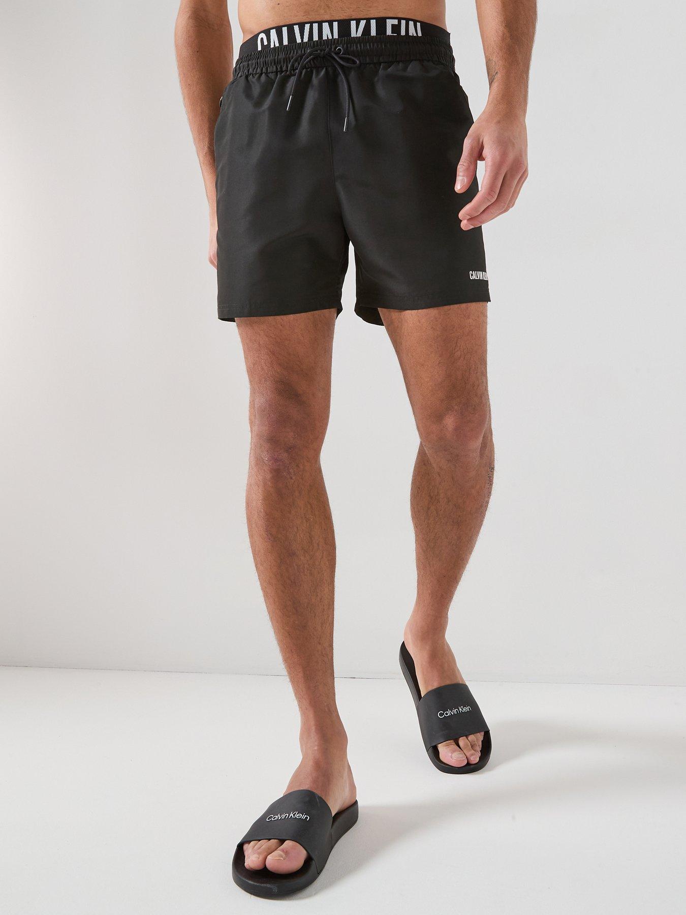 Calvin Klein Intense Power Double Waistband Medium Swim Shorts - Black