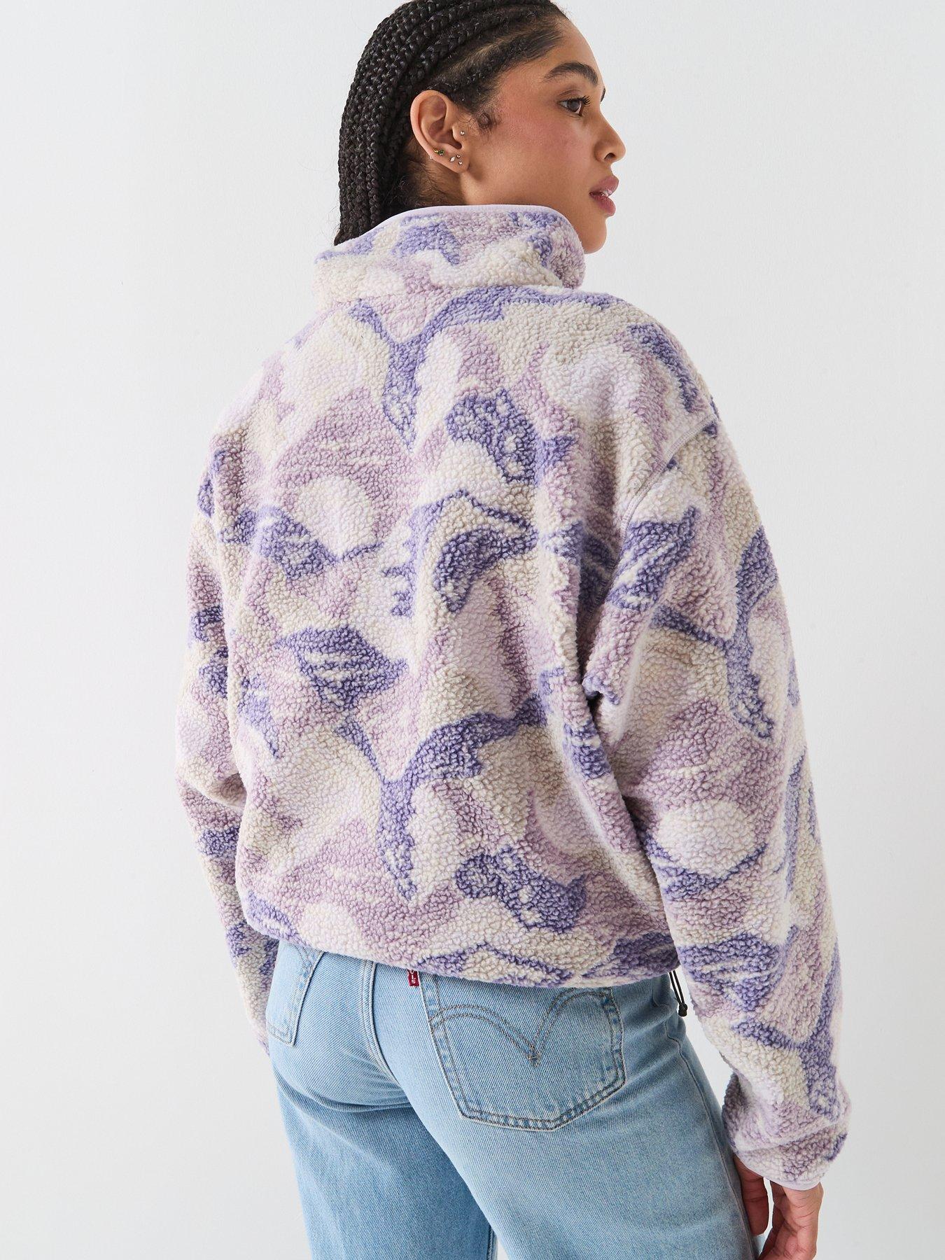 Image 2 of 5 of Columbia Womens Helvetia Ii Printed Cropped Half Snap Fleece - Purple