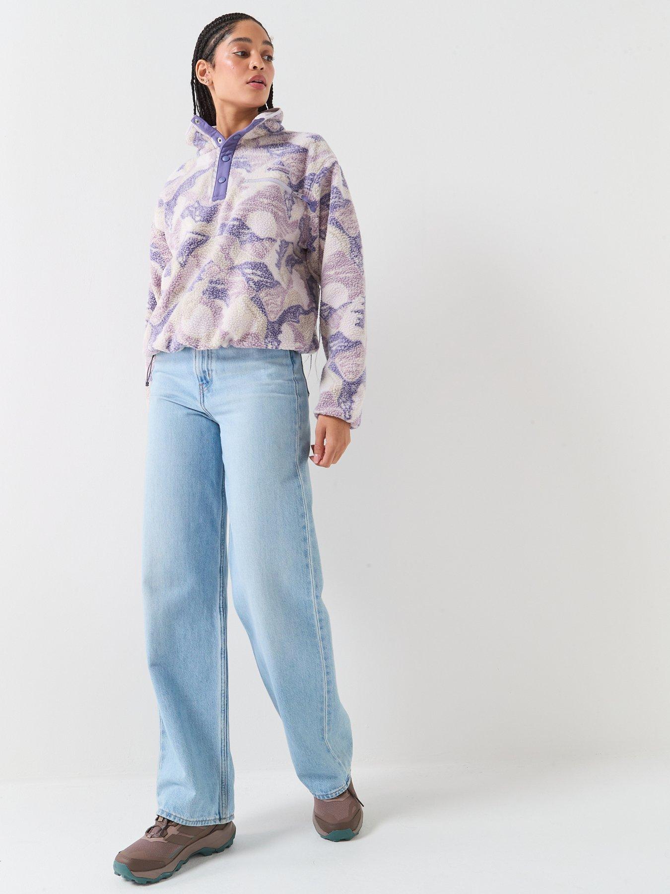 Image 3 of 5 of Columbia Womens Helvetia Ii Printed Cropped Half Snap Fleece - Purple