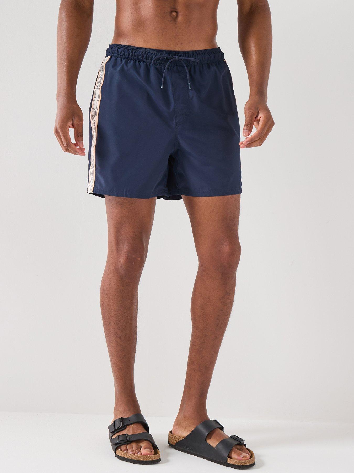 Calvin Klein Retro Sport Side Tape Logo Medium Swim Shorts - Black