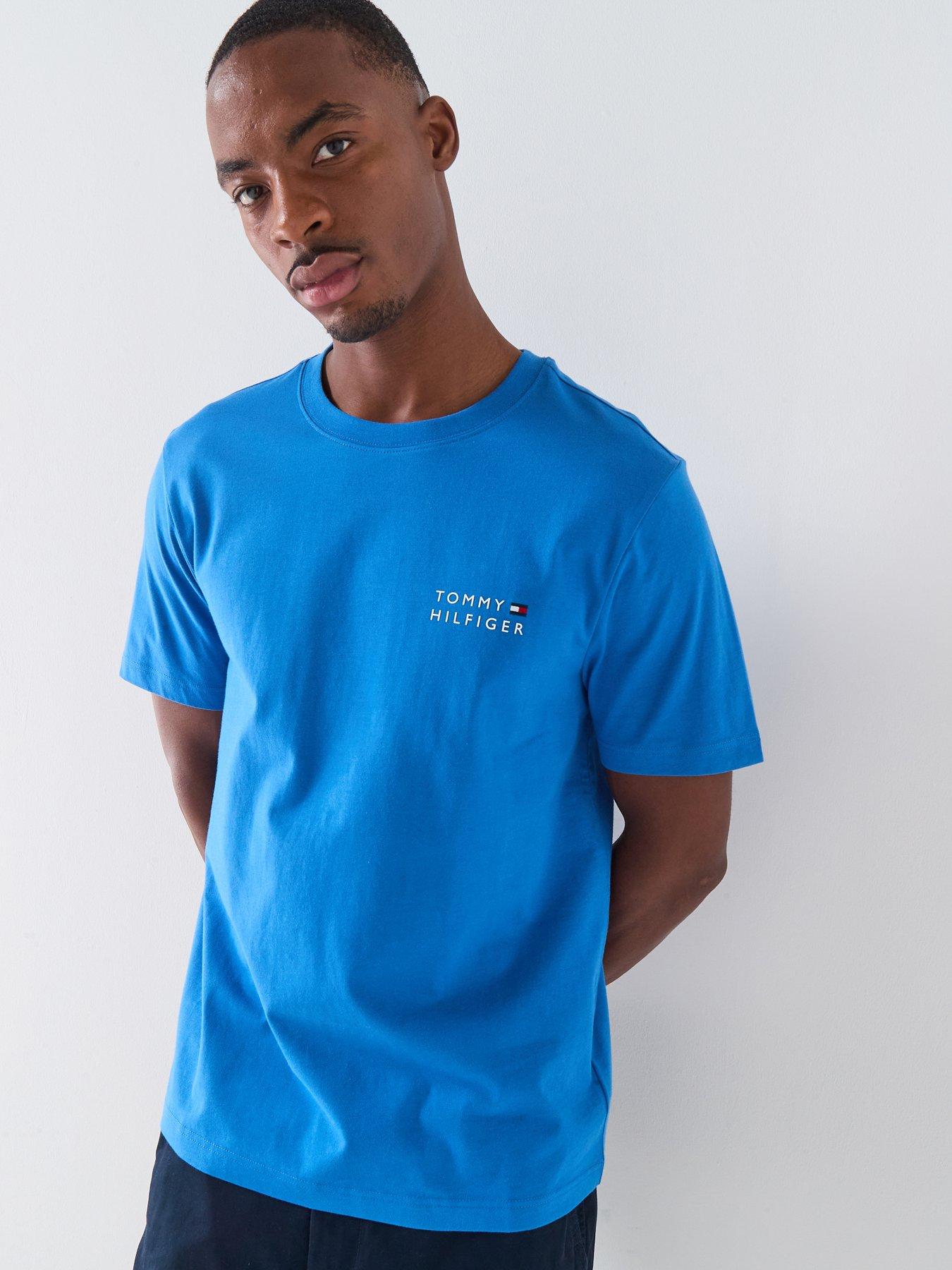 Tommy Hilfiger Embroidered Stacked Logo Back Print T-Shirt - Blue