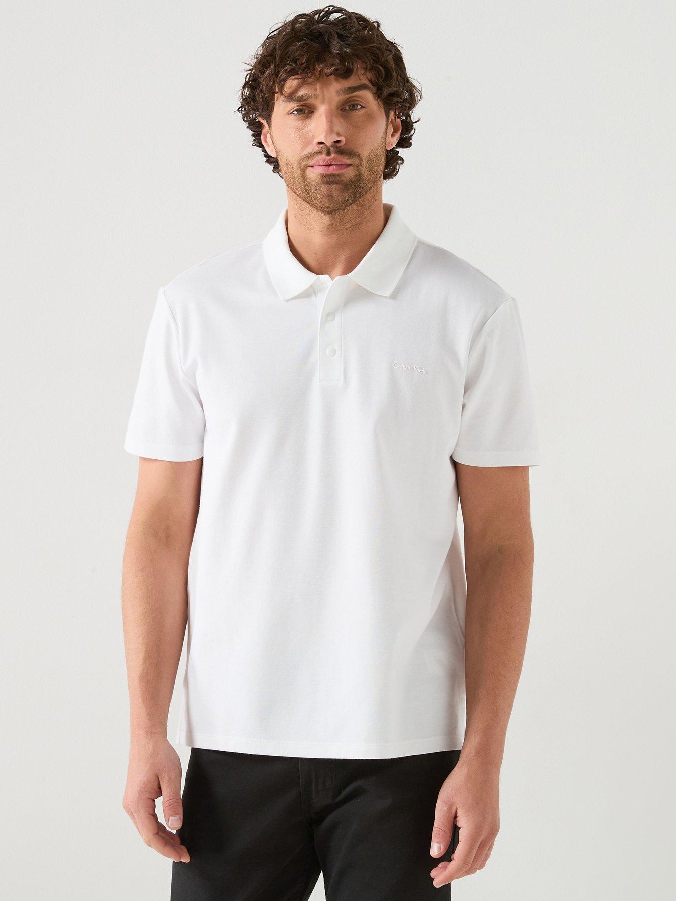  image of calvin-klein-tech-interlock-short-sleeve-polo-shirt-white