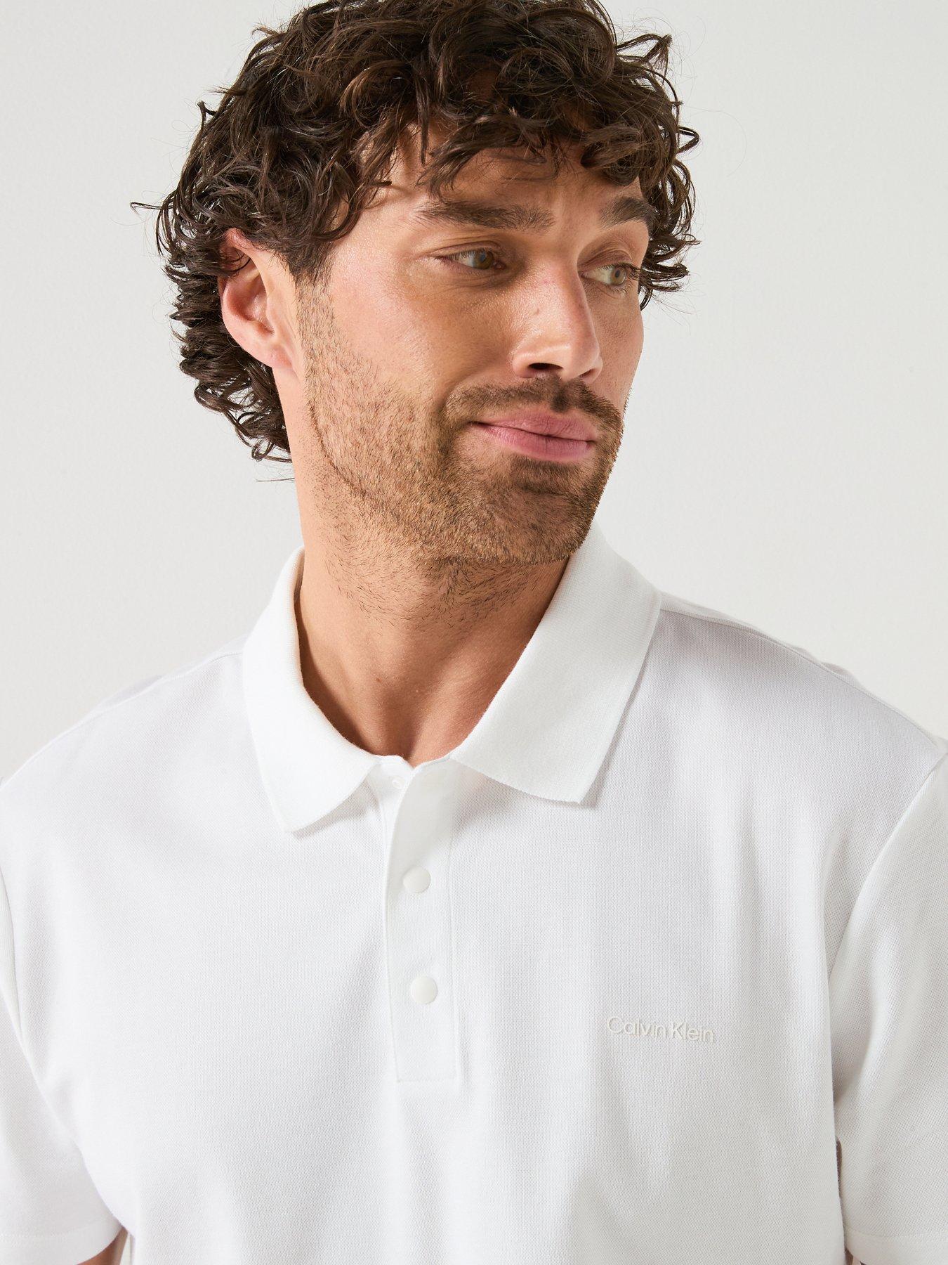  image of calvin-klein-tech-interlock-short-sleeve-polo-shirt-white