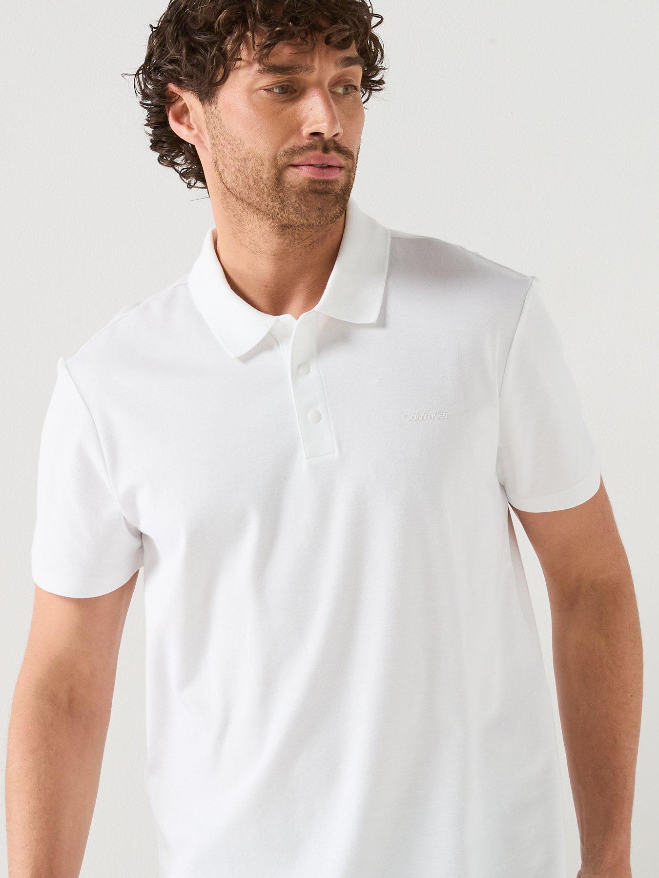  image of calvin-klein-tech-interlock-short-sleeve-polo-shirt-white