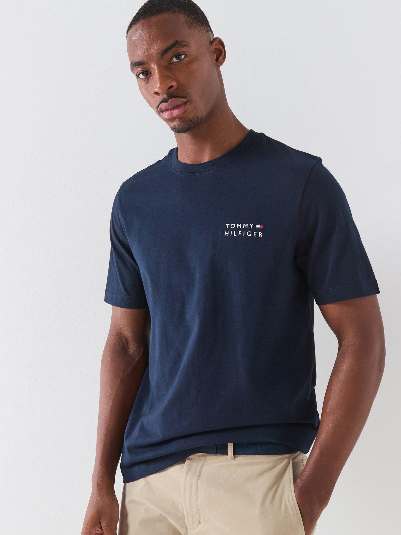 Tommy Hilfiger Embroidered Stacked Logo Back Print T-Shirt - Navy