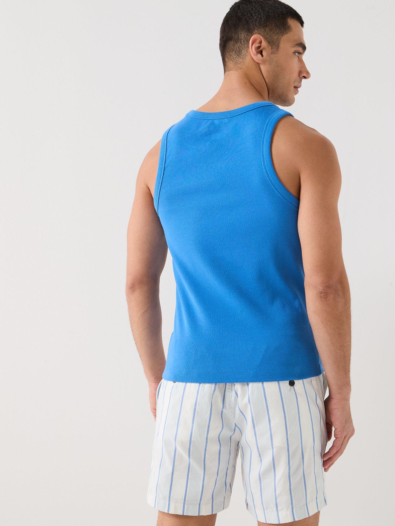 Image 2 of 5 of Tommy Hilfiger Mono Script Logo Rib Vest - Blue