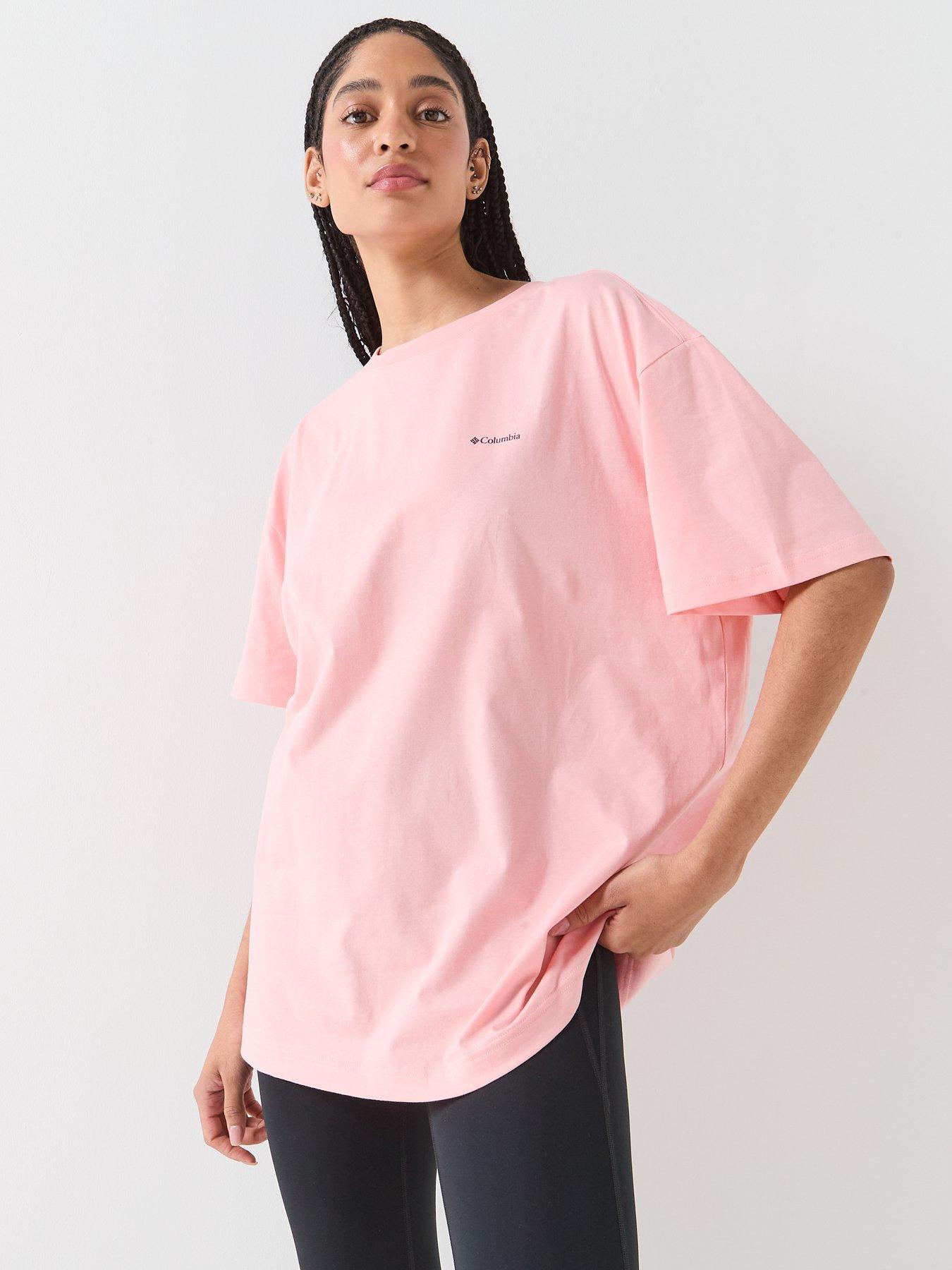 Image 6 of 6 of Columbia Womens Rolling Bend Graphic Oversized T-Shirt - Pink